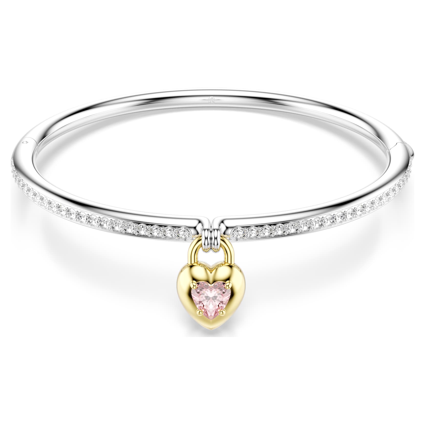 Idyllia bangle, Mixed cuts, Heart, Pink, metal finish by SWAROVSKI