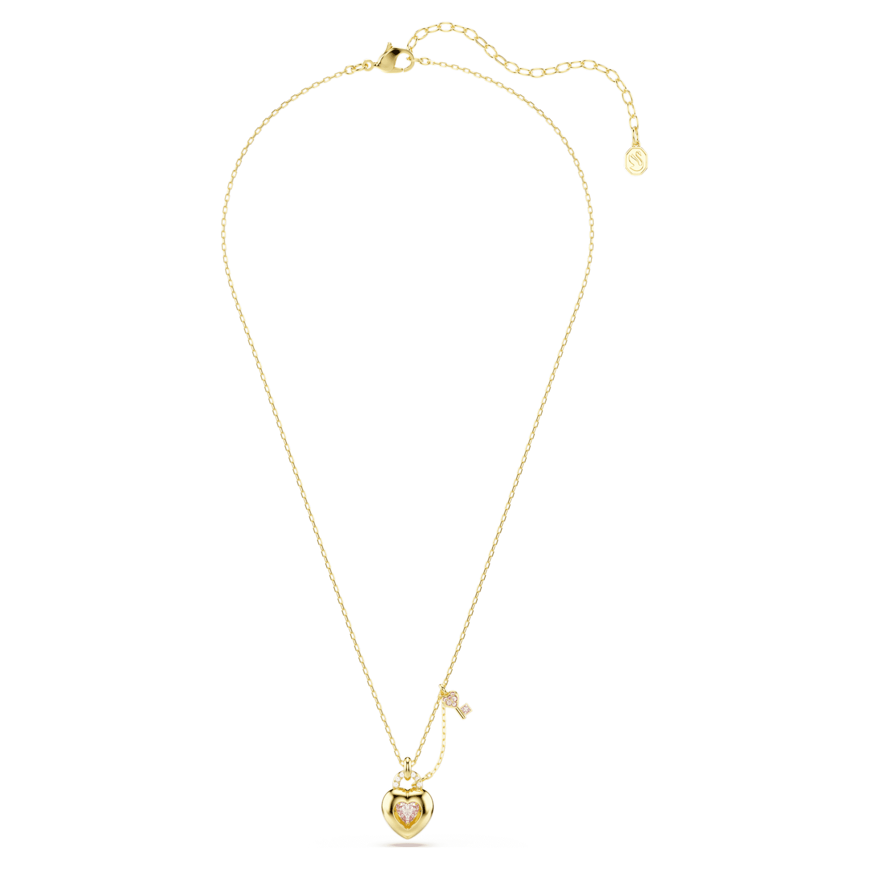 Idyllia pendant, Mixed cuts, Heart, key, Pink