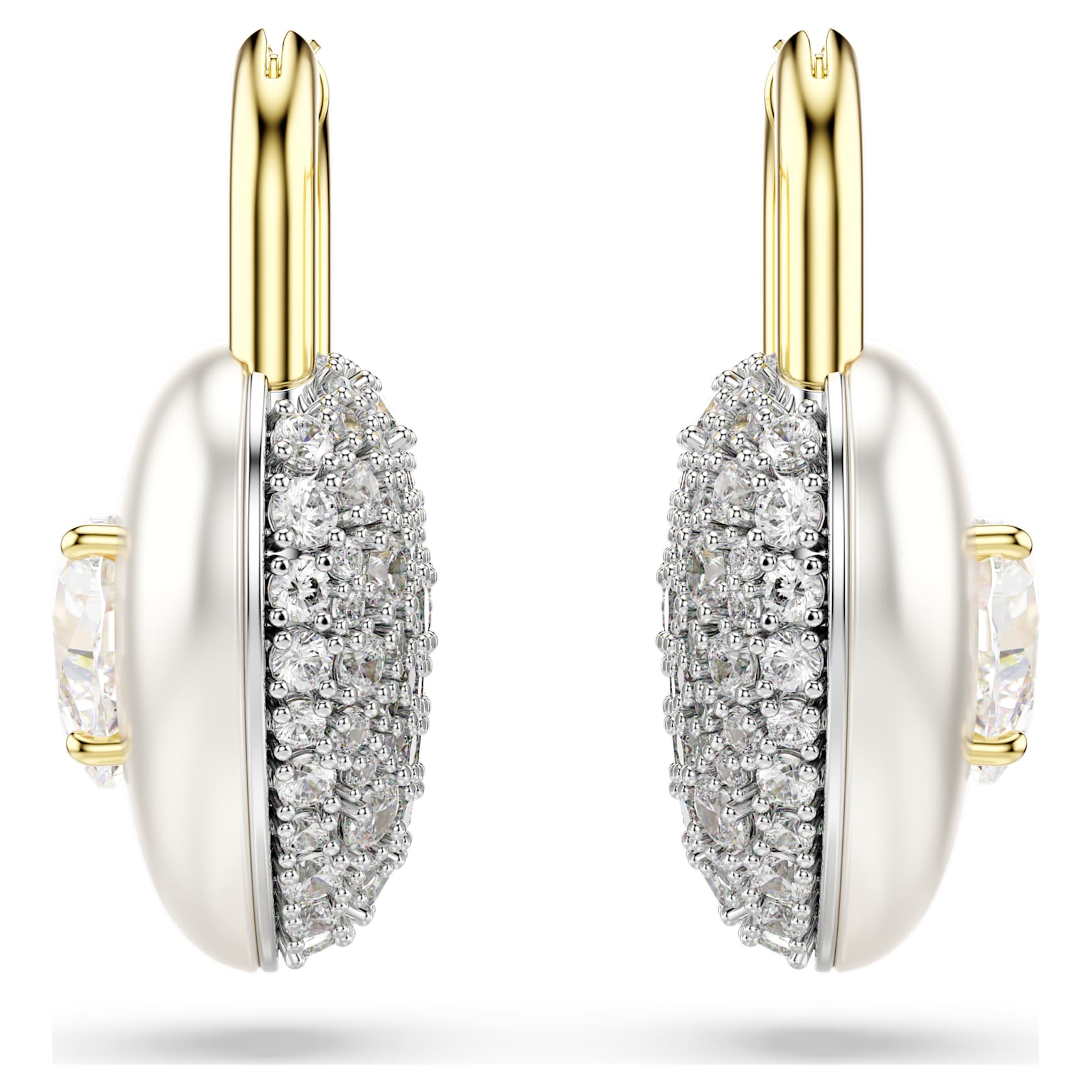 Idyllia drop earrings, Mixed cuts, Heart, White, 18K gold finish