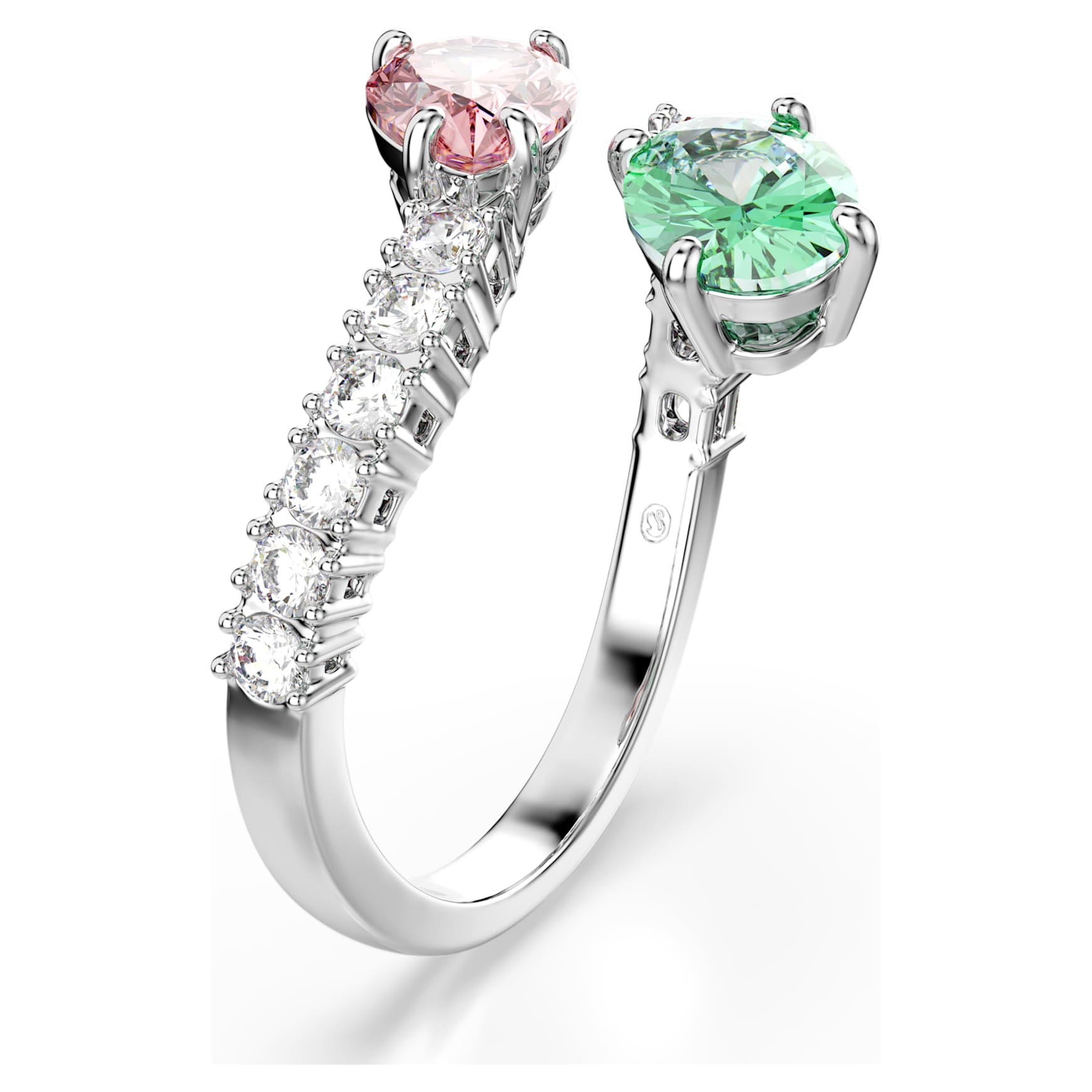 Ariana Grande x Swarovski open ring, Mixed cuts, Multicoloured, Rhodium plated by SWAROVSKI