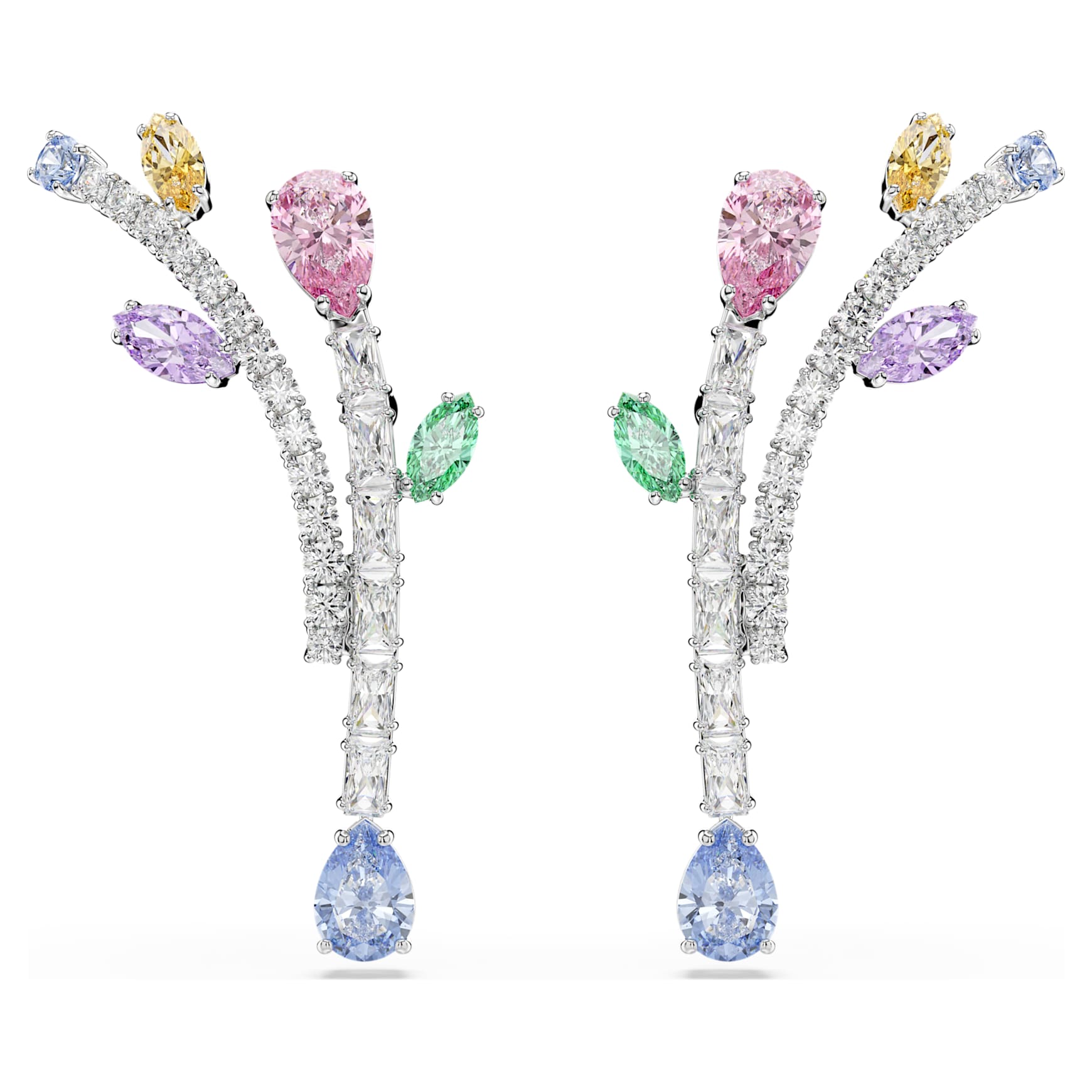 Ariana Grande x Swarovski drop earrings, Mixed cuts, Multicoloured, Rhodium plated by SWAROVSKI
