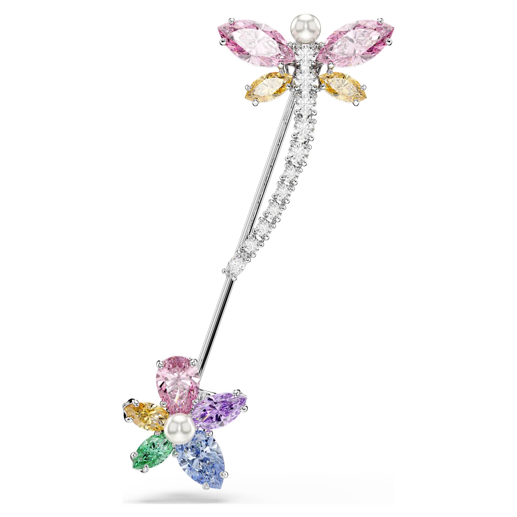 Ariana Grande x Swarovski brooch, Mixed cuts, Dragonfly, Multicoloured, Rhodium plated by SWAROVSKI