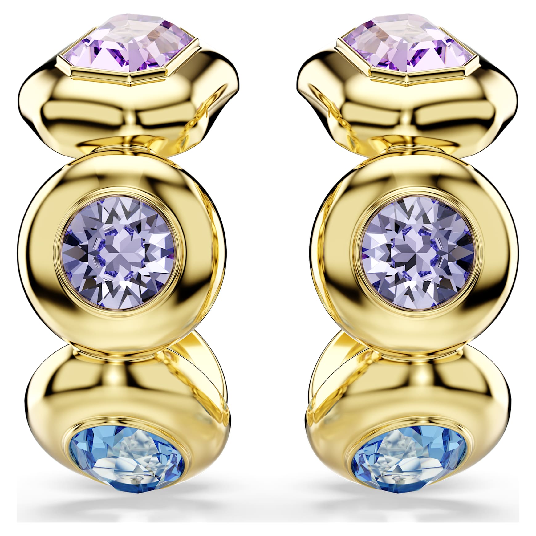 Gema hoop earrings, Mixed cuts, Multicoloured, Gold-tone plated by SWAROVSKI