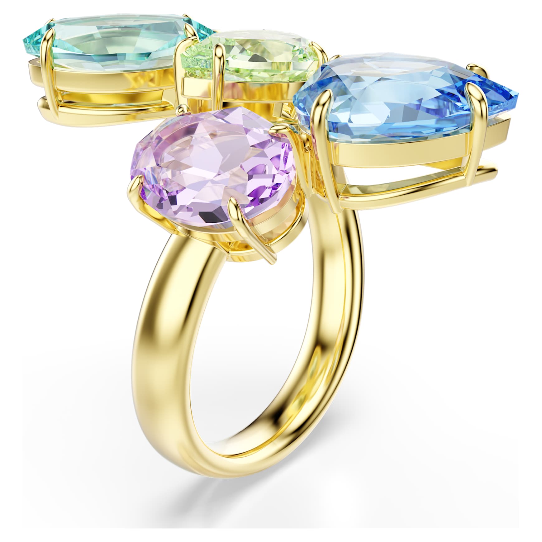 Gema cocktail ring, Mixed cuts, Multicoloured, Gold-tone plated by SWAROVSKI
