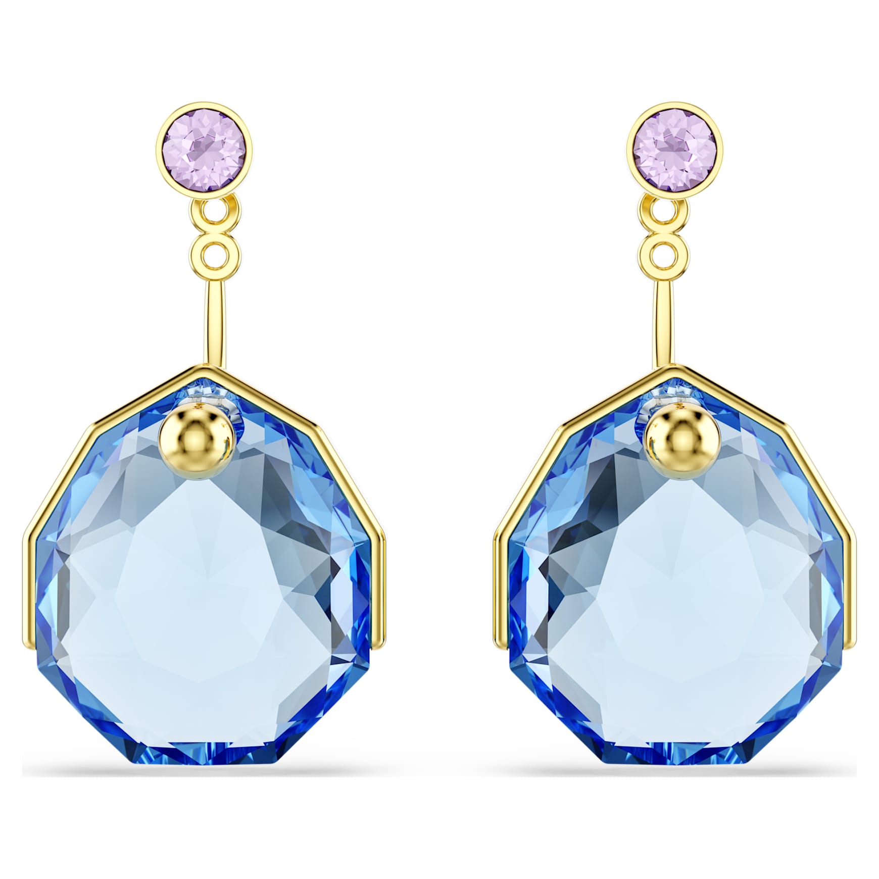 Gema earring jackets, Blue, 18K gold finish