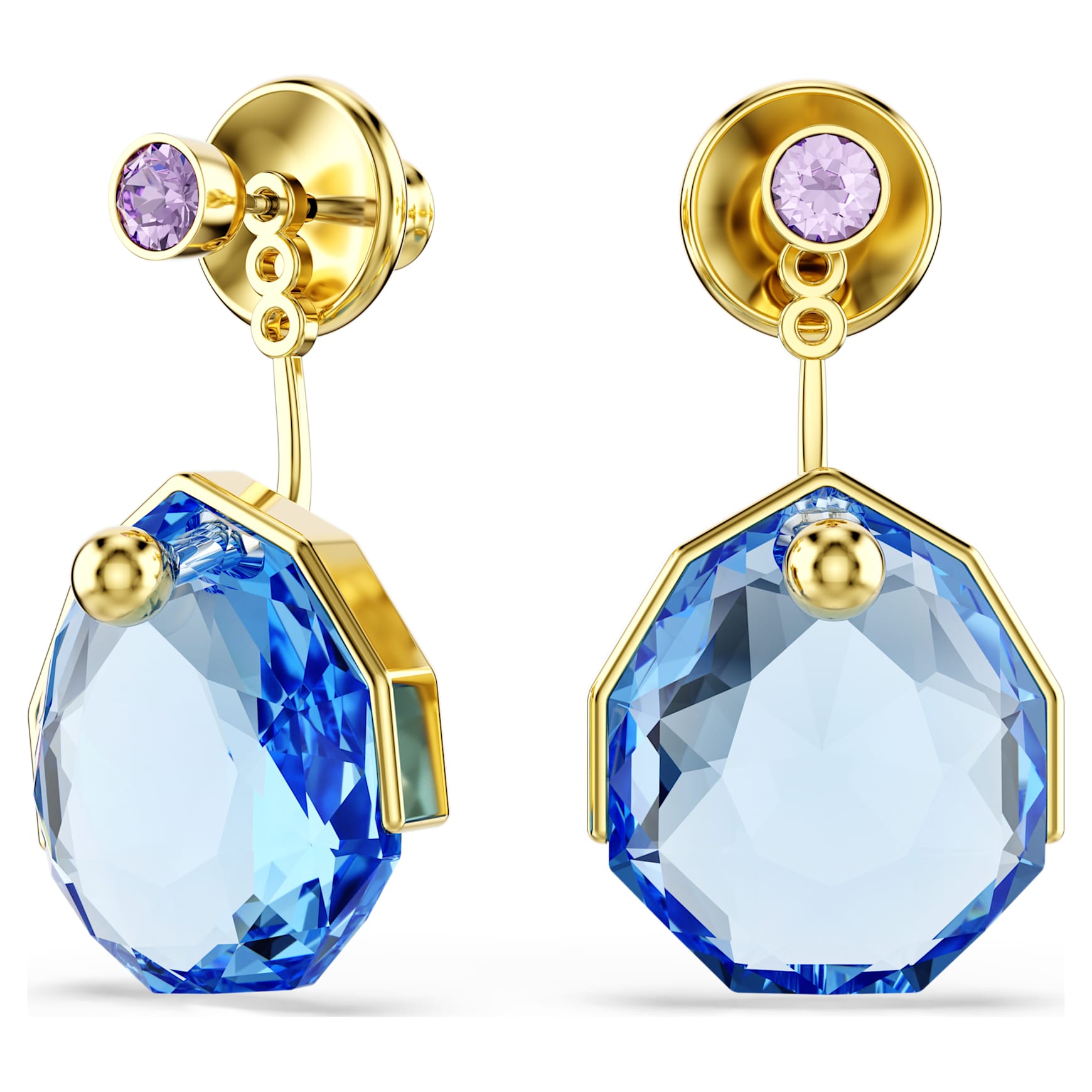 Gema earring jackets, Blue, Gold-tone plated by SWAROVSKI