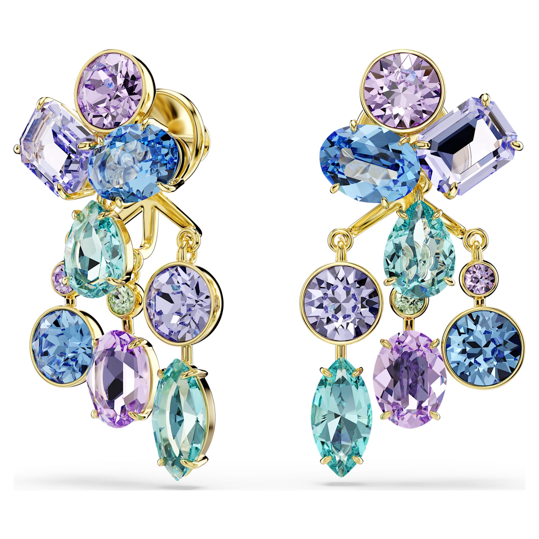 Gema earring jackets, Mixed cuts, Multicoloured, Gold-tone plated by SWAROVSKI