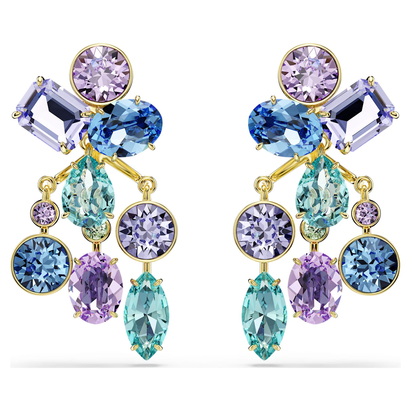 Gema earring jackets, Mixed cuts, Multicoloured, Gold-tone plated by SWAROVSKI