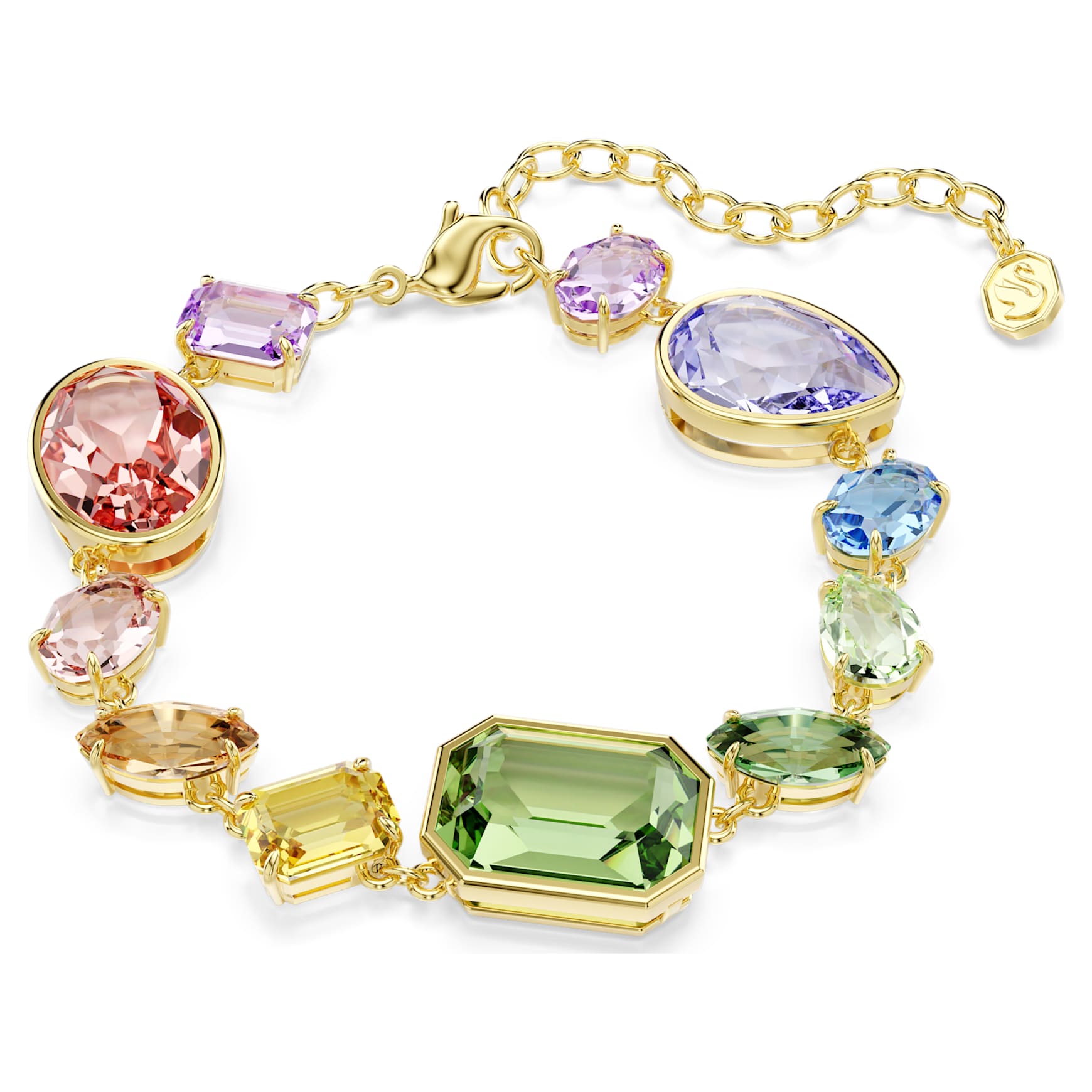 Gema bracelet, Mixed cuts, Multicoloured, Gold-tone plated