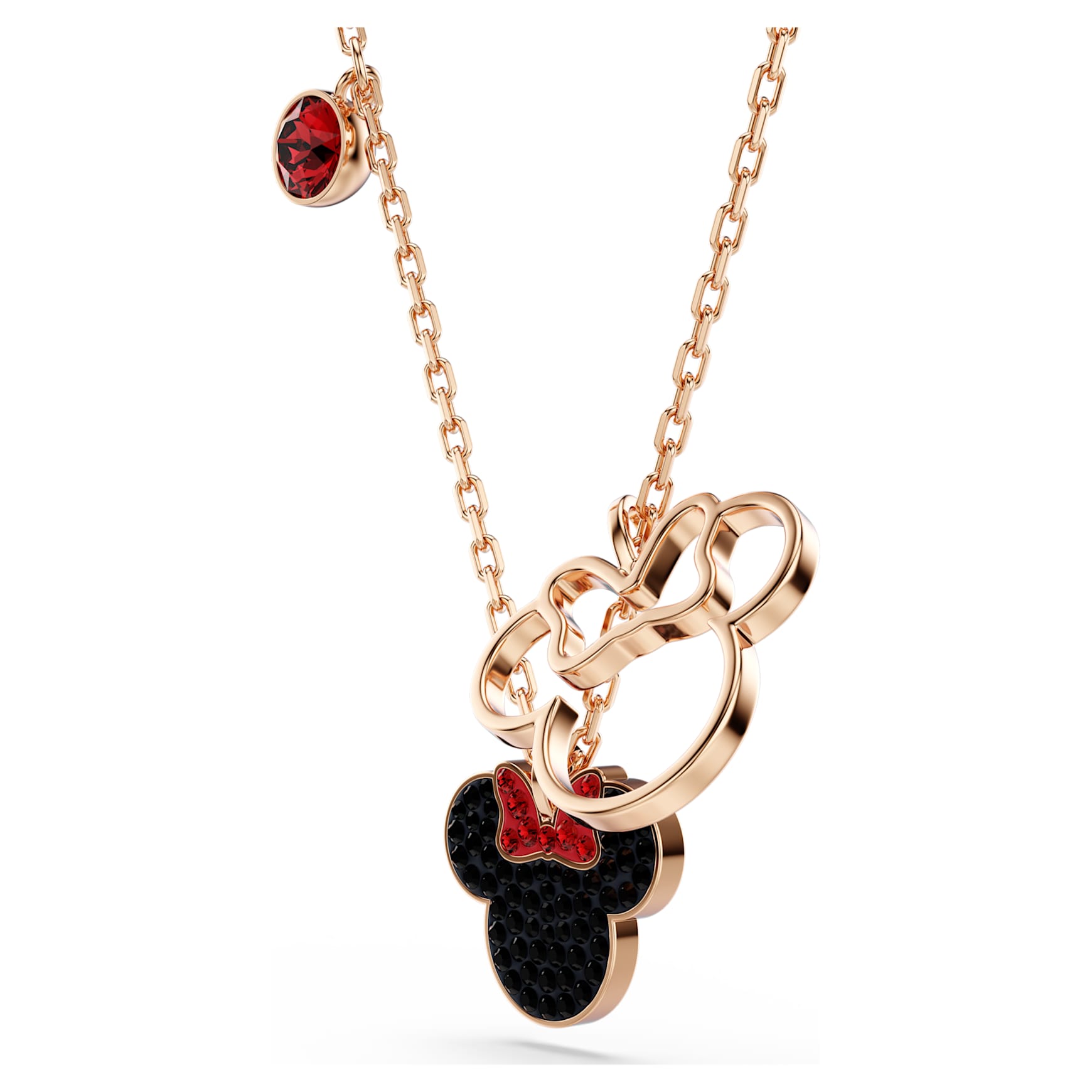 Mickey & Minnie pendant, Multicoloured, Rose gold-tone plated by SWAROVSKI