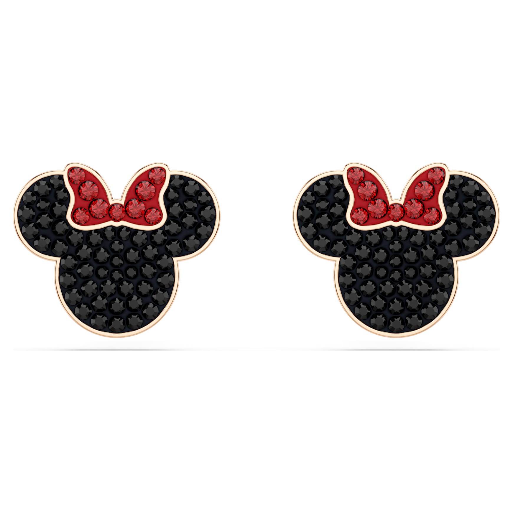 Mickey & Minnie stud earrings, Multicolored, Rose gold-tone plated by SWAROVSKI