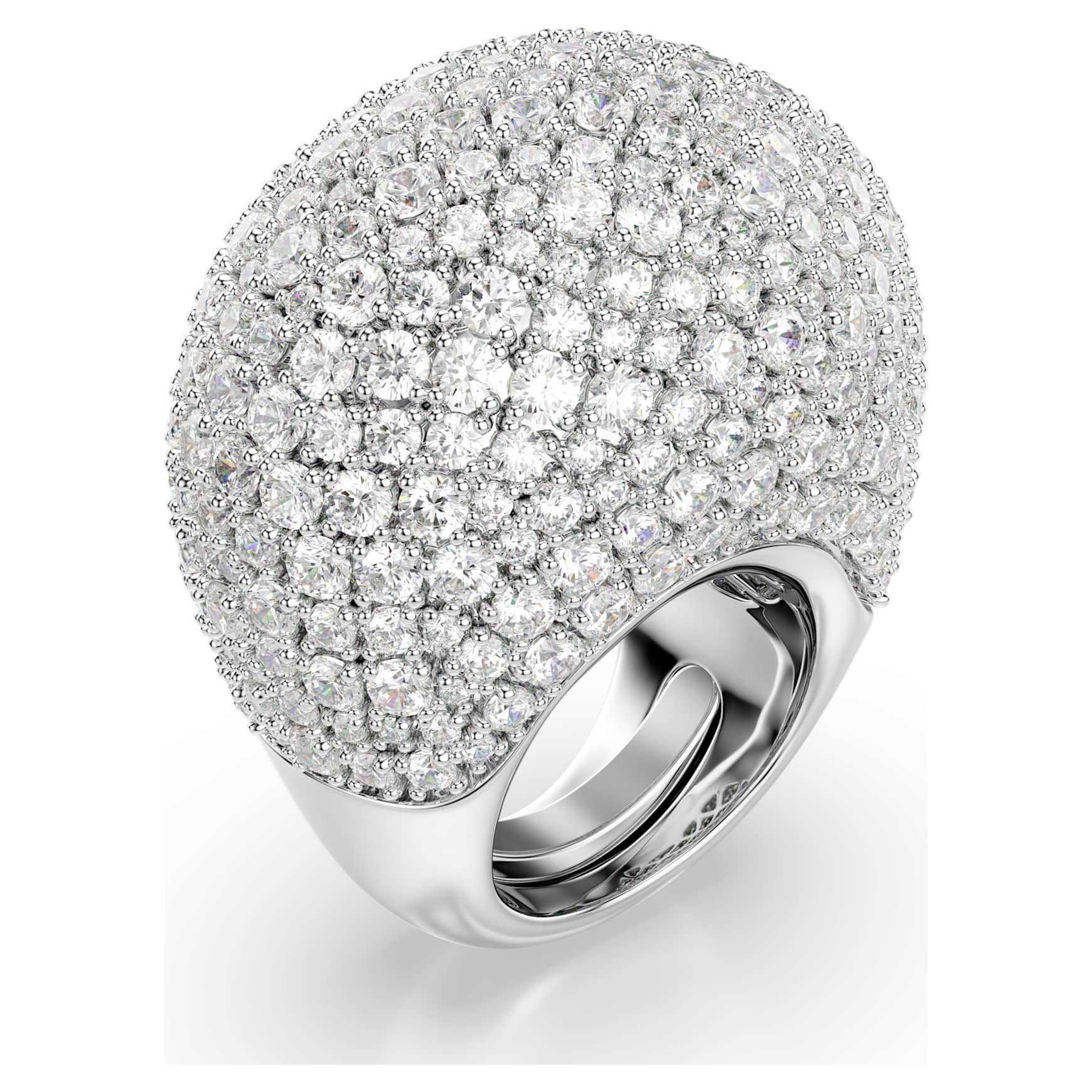 Sublima cocktail ring, Large, White, Rhodium plated by SWAROVSKI