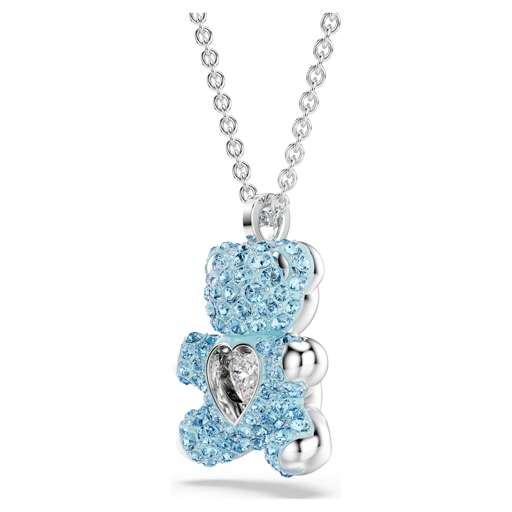 Teddy pendant, Bear, Blue, Rhodium plated by SWAROVSKI