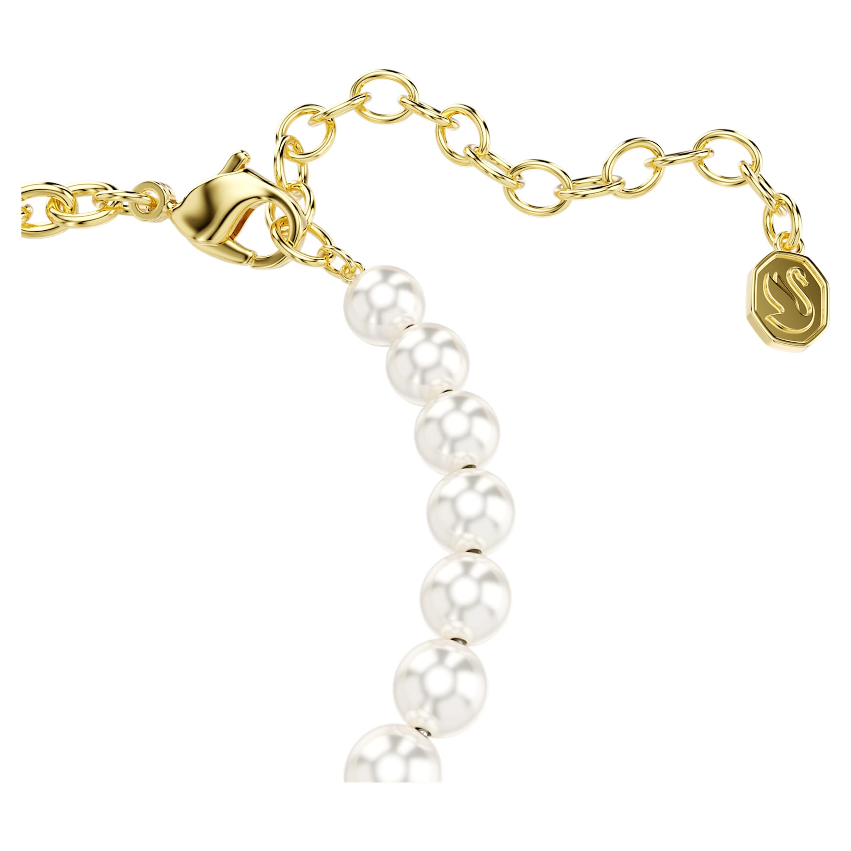 Idyllia bracelet, Crystal pearl, Round cut, Teddy, Gold tone, Gold-tone plated by SWAROVSKI