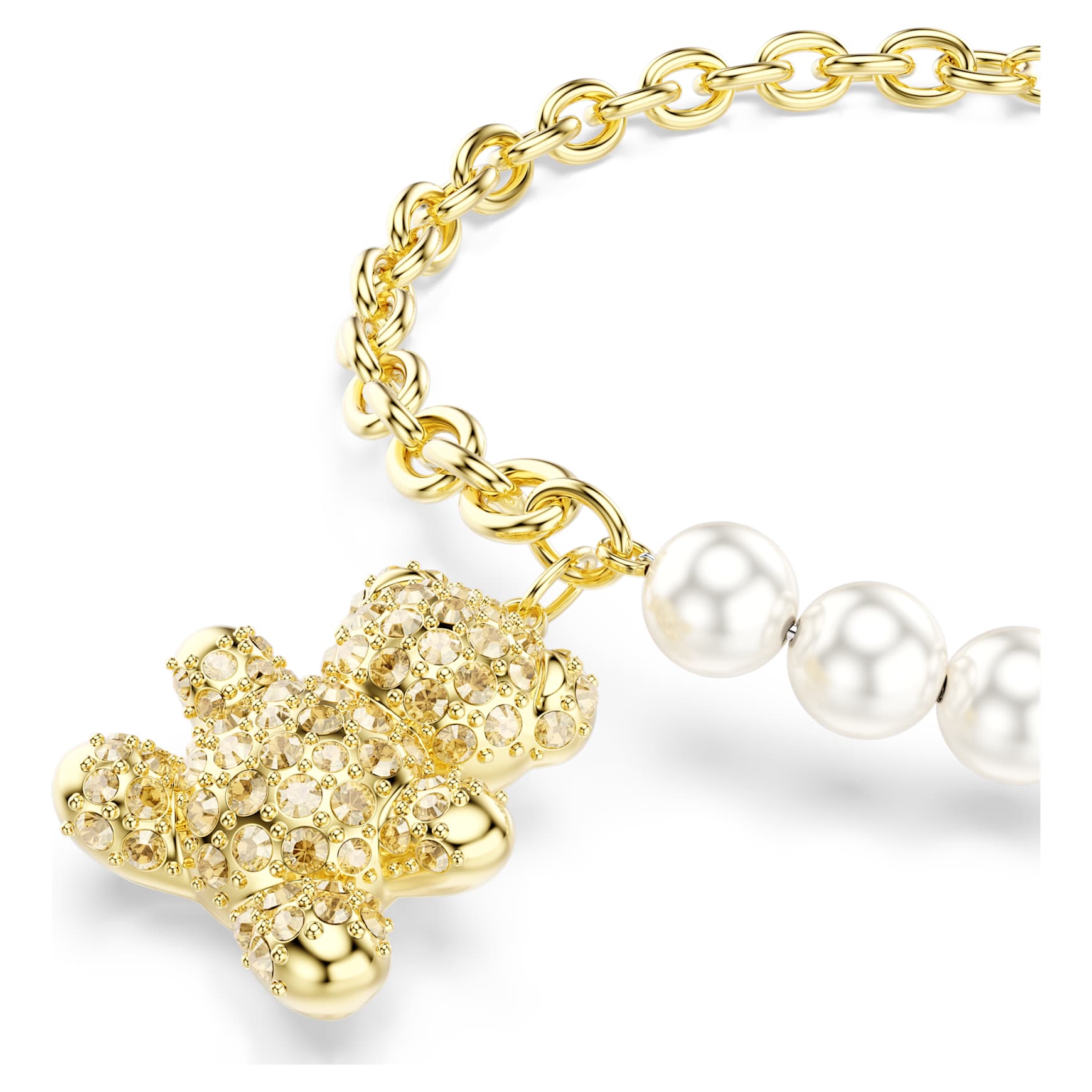 Idyllia bracelet, Crystal pearl, Round cut, Teddy, Gold tone, Gold-tone plated by SWAROVSKI