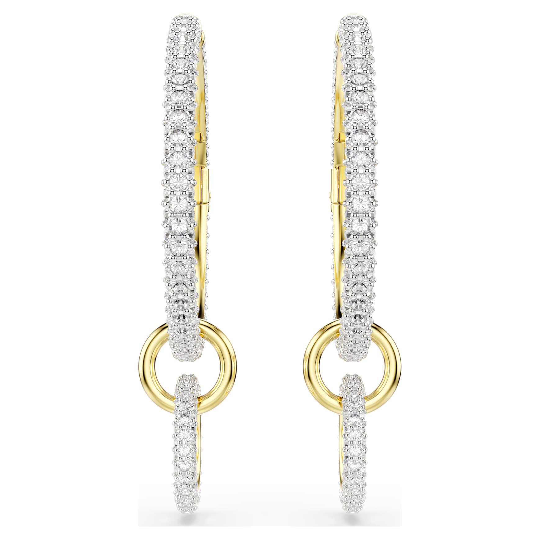 Dextera hoop earrings, Round cut, White, Gold-tone plated by SWAROVSKI