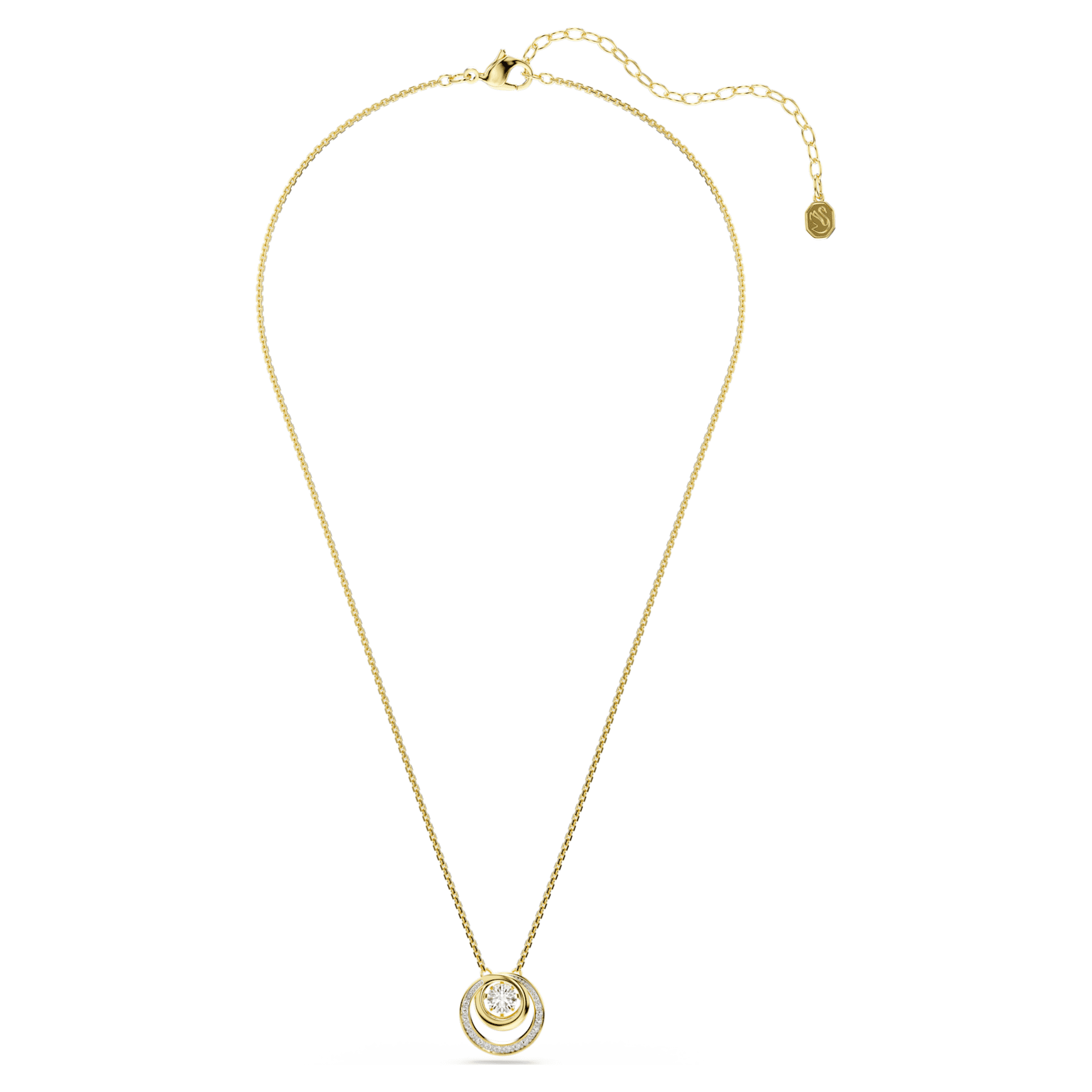 Hyperbola pendant, Round cut, White, Gold-tone plated by SWAROVSKI