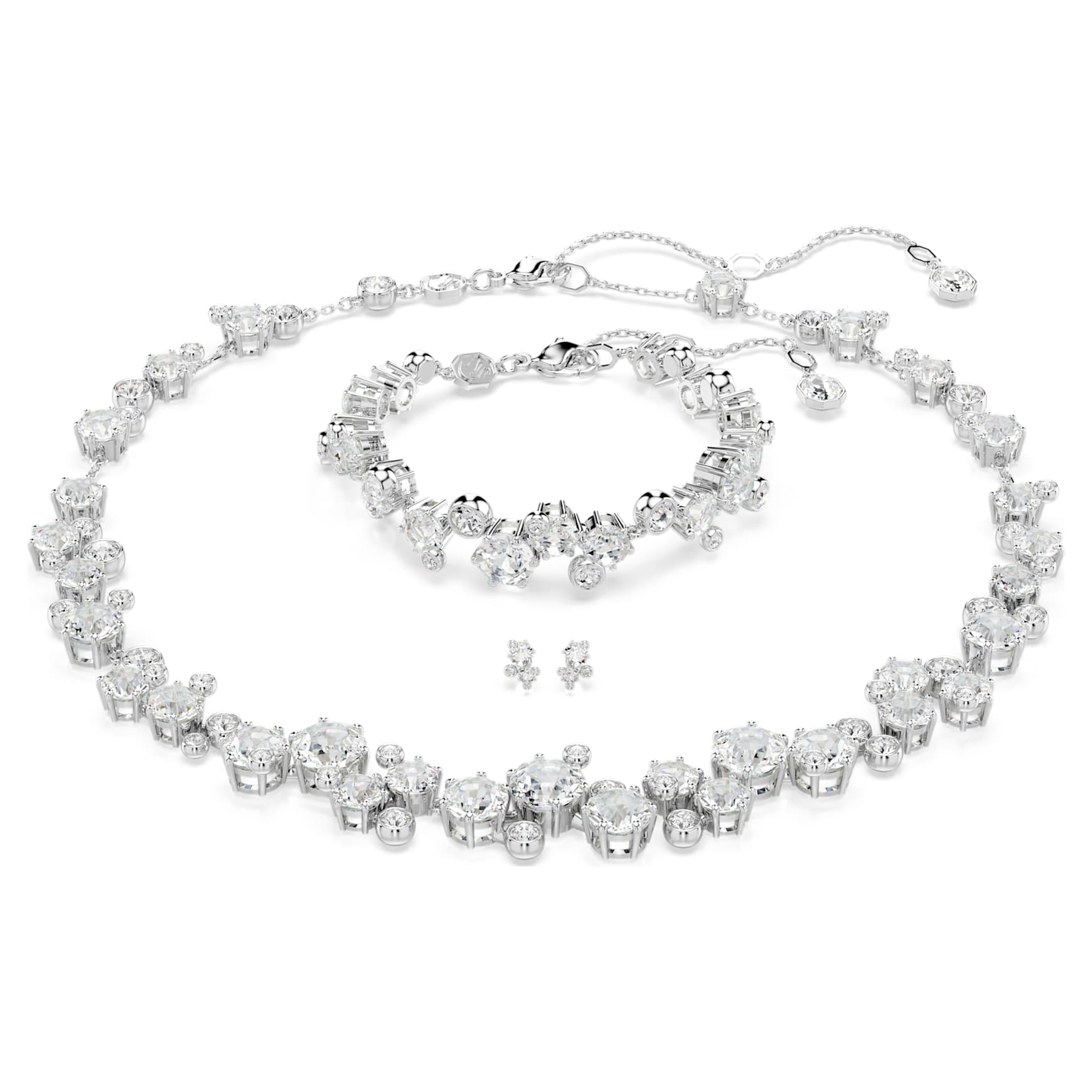 Constella set, Mixed cuts, White, Rhodium plated by SWAROVSKI