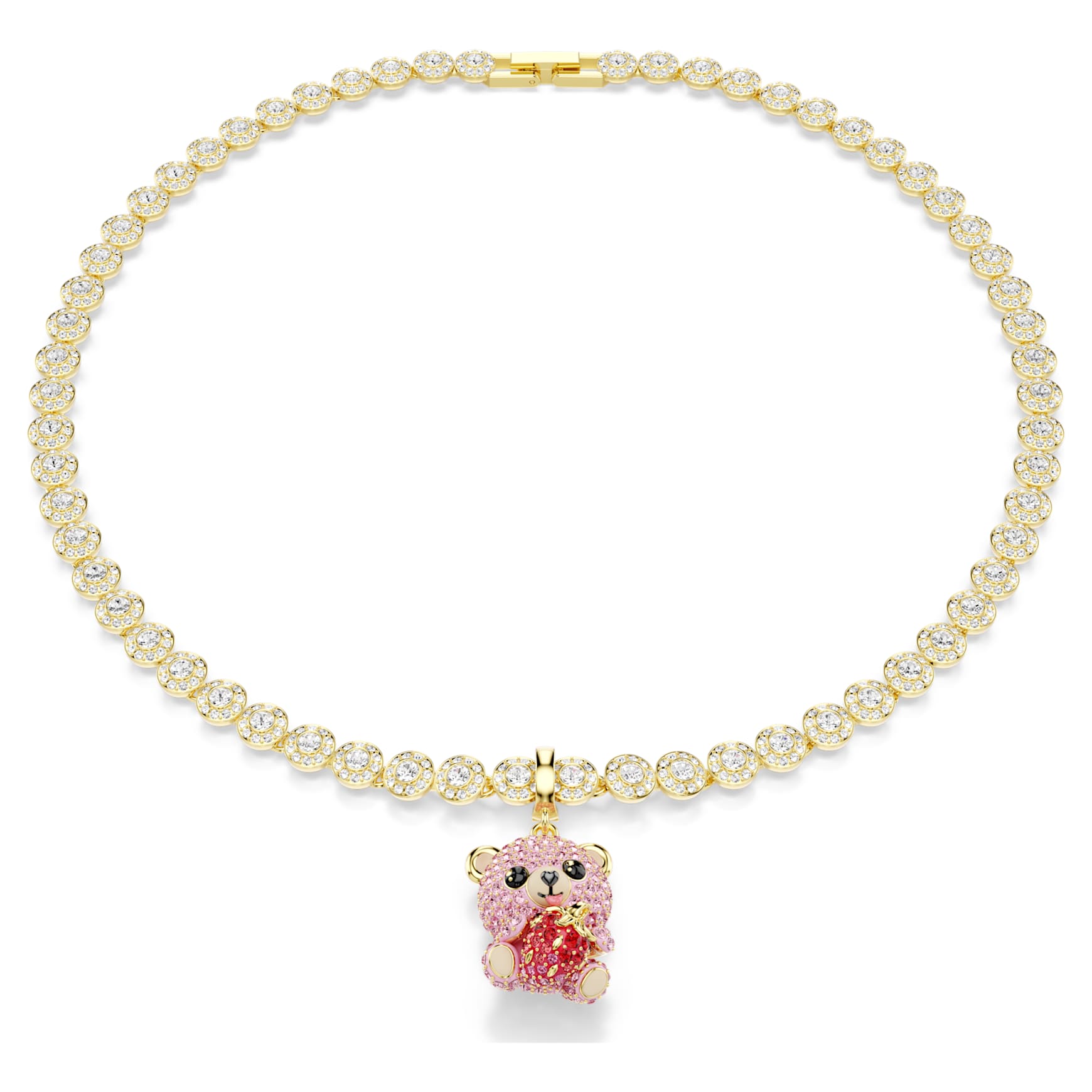 Idyllia charm, Mixed cuts, Teddy, Pink, Gold-tone plated by SWAROVSKI