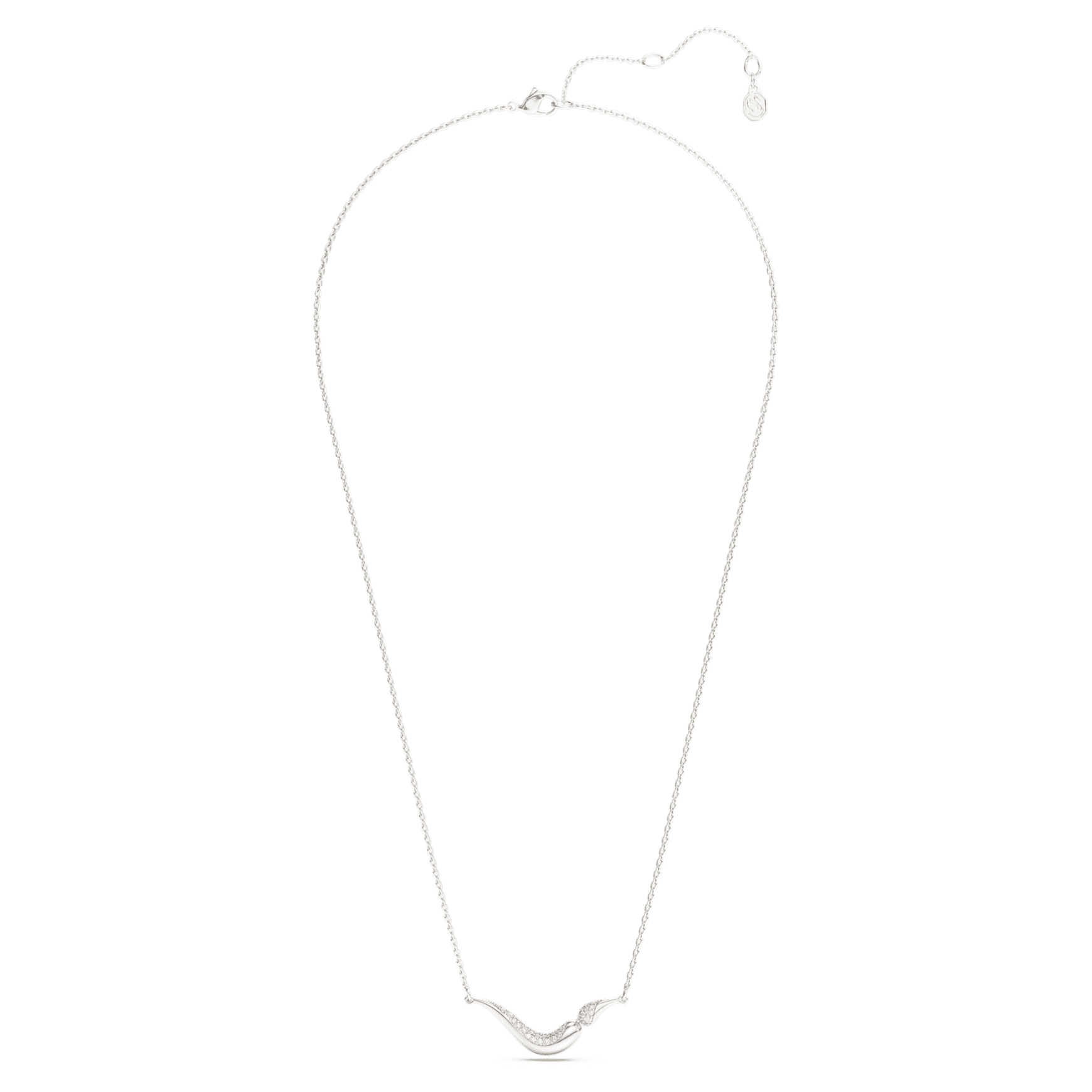 Classica necklace, Round cut, White, Sterling silver
