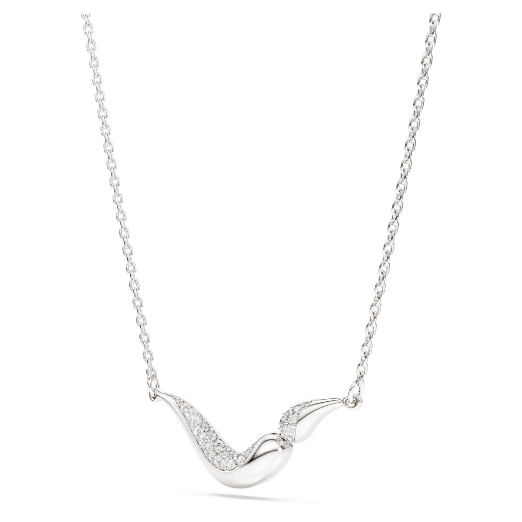 Classica necklace, Round cut, White, Sterling silver