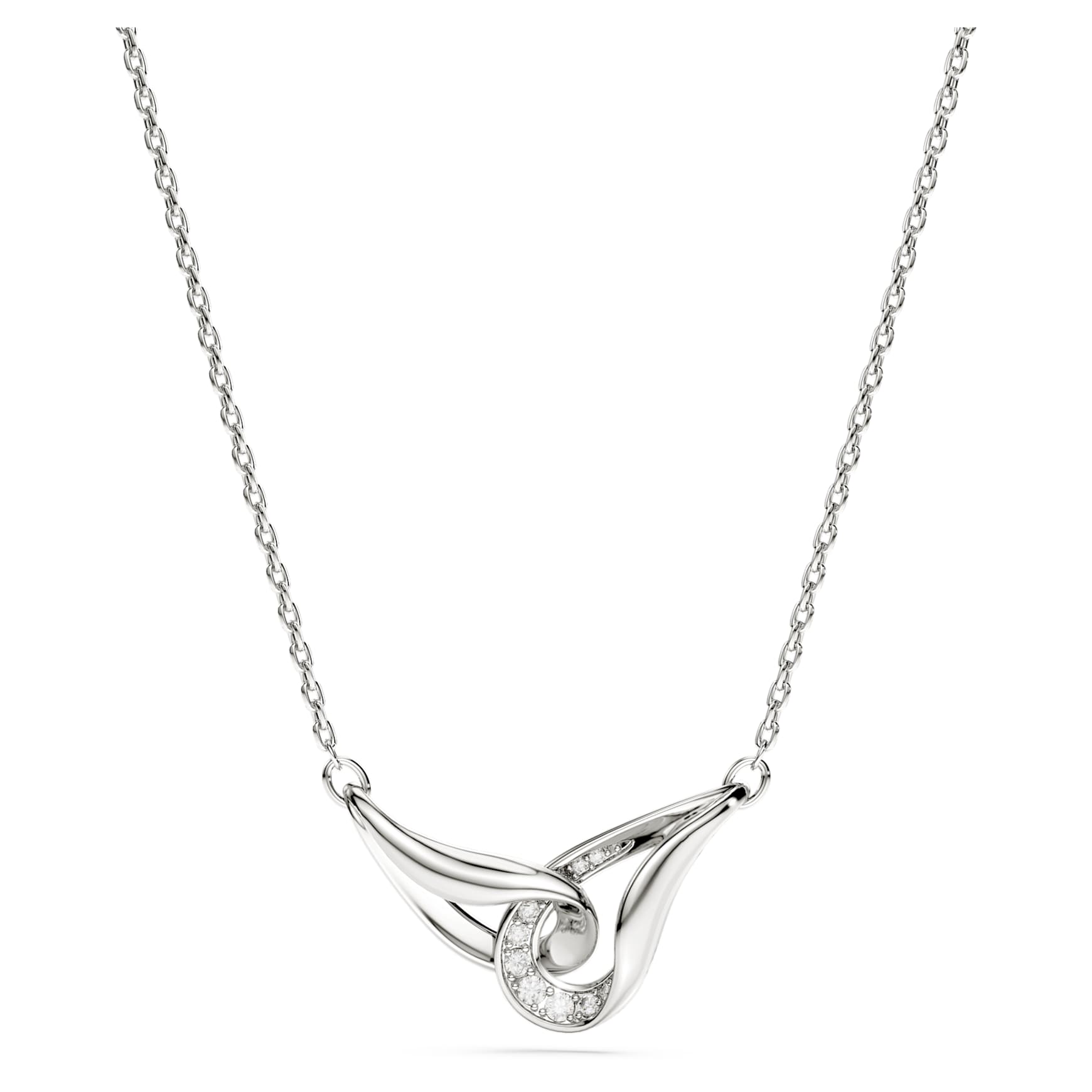 Swarovski Classica pendant, Round cut, Interlocking, White, Sterling silver