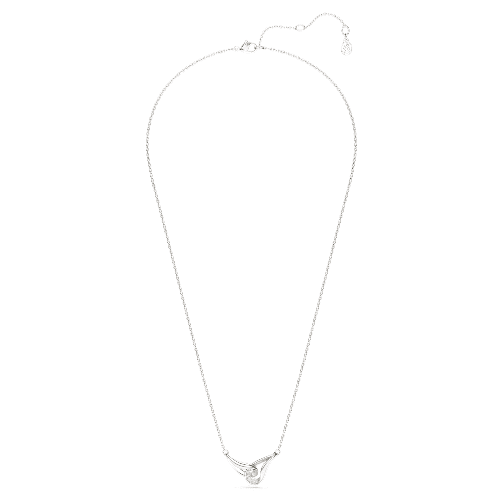 Classica pendant, Round cut, Interlocking, White, Sterling silver
