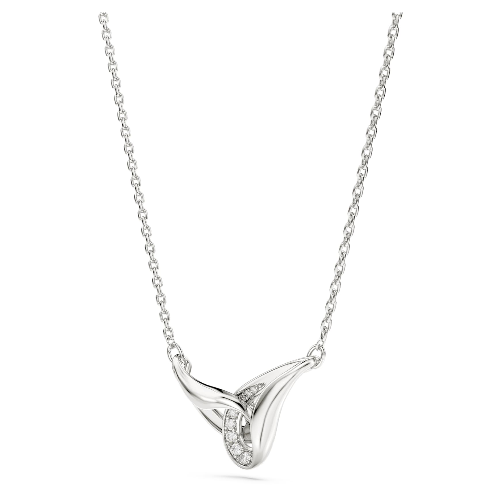 Swarovski Classica pendant, Round cut, Interlocking, White, Sterling silver