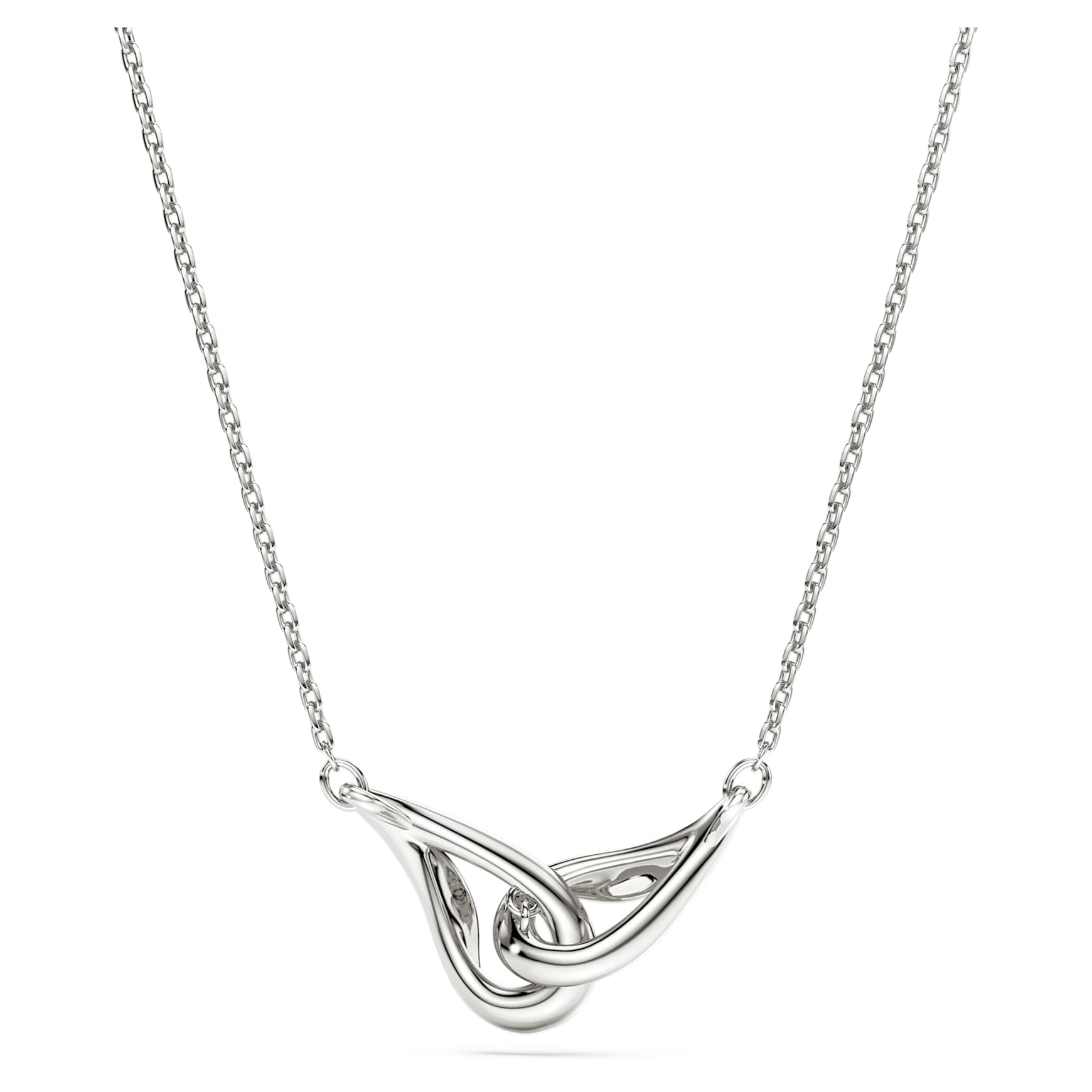 Classica pendant, Round cut, Interlocking, White, Sterling silver