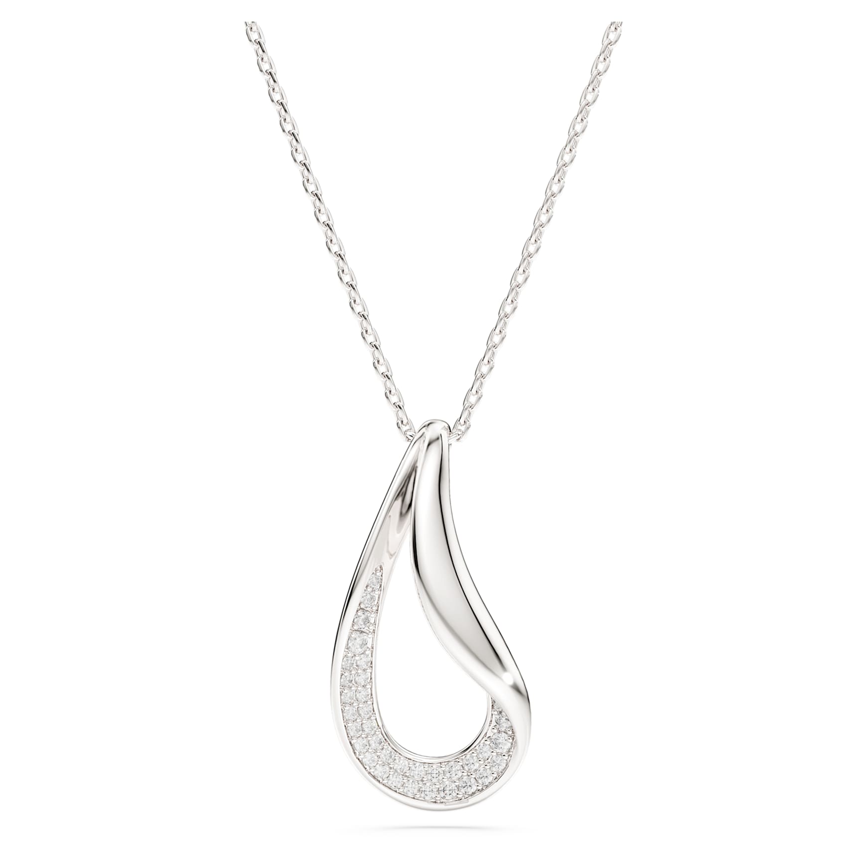 Classica pendant, Round cut, Long, White, Sterling silver