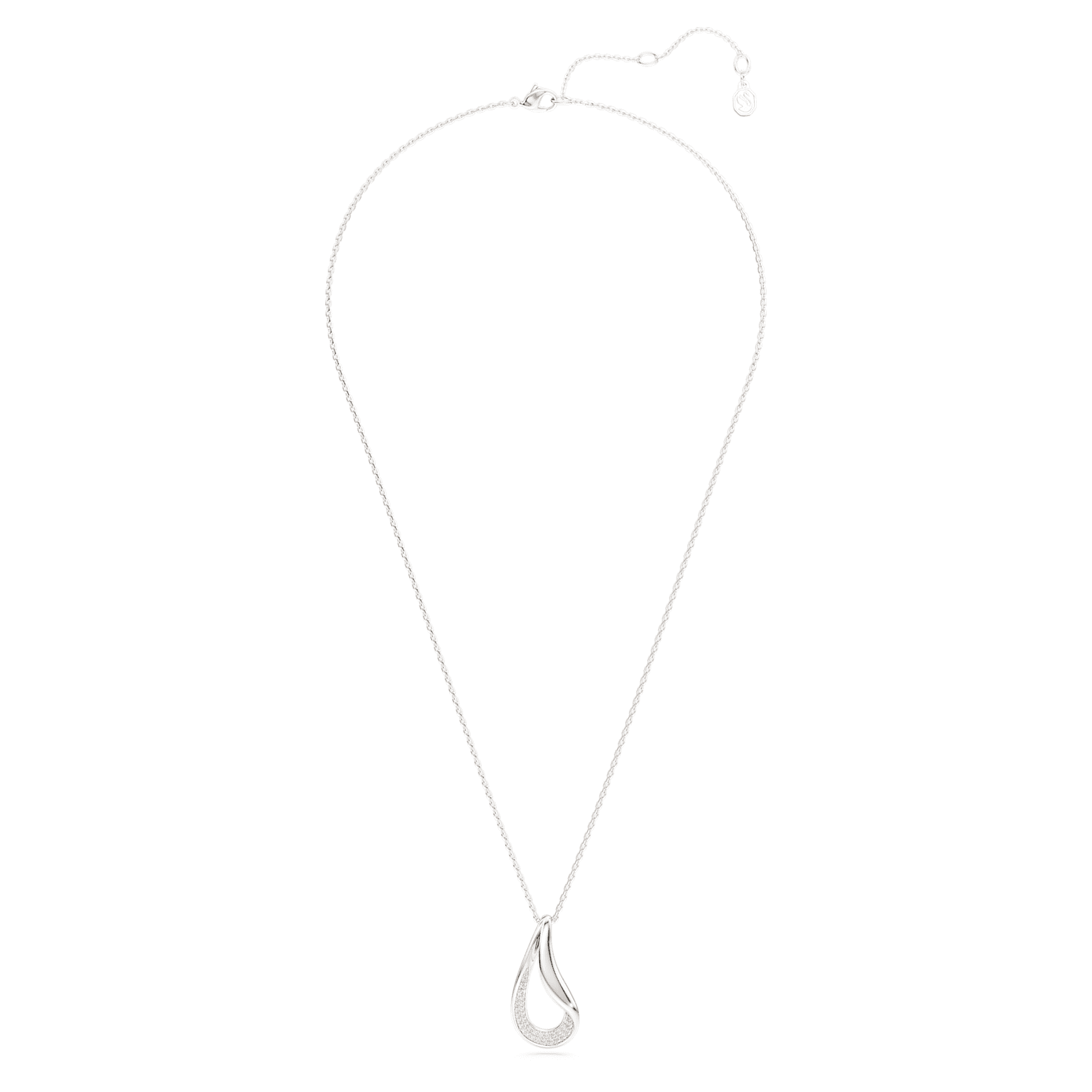 Classica pendant, Round cut, Long, White, Sterling silver