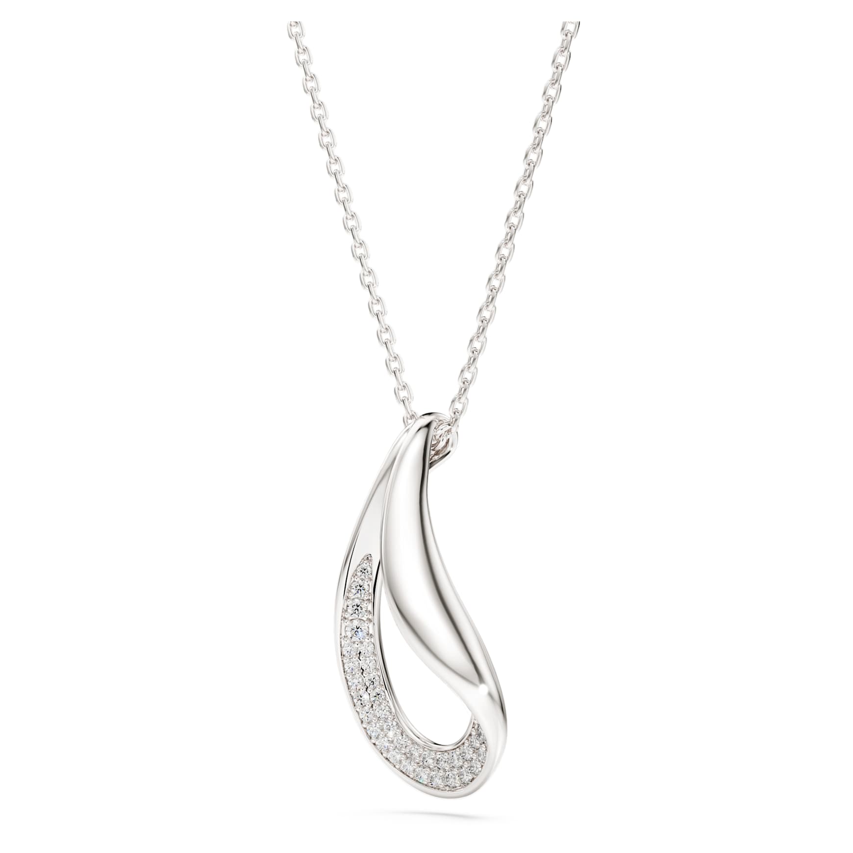 Classica pendant, Round cut, Long, White, Sterling silver