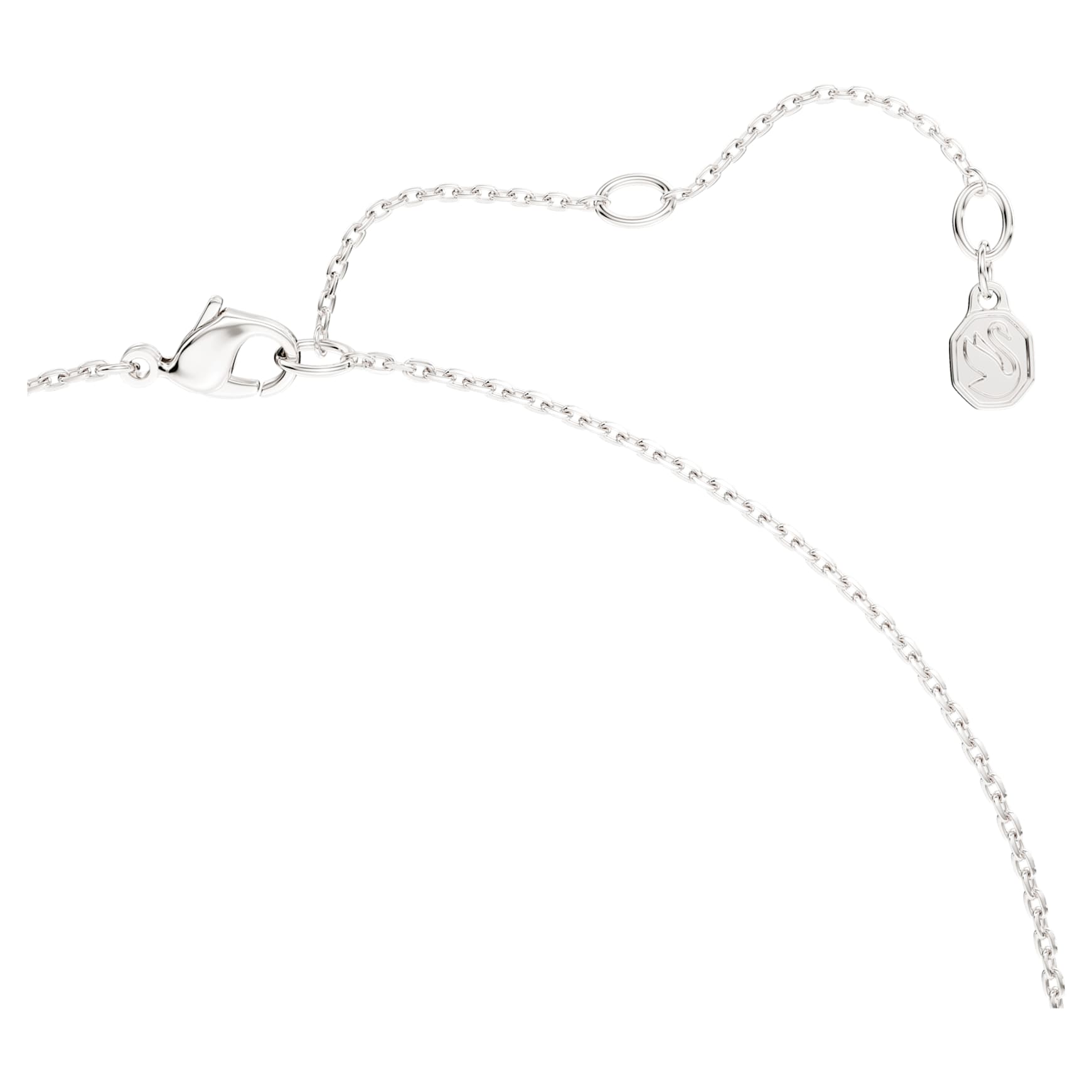 Classica pendant, Round cut, Long, White, Sterling silver