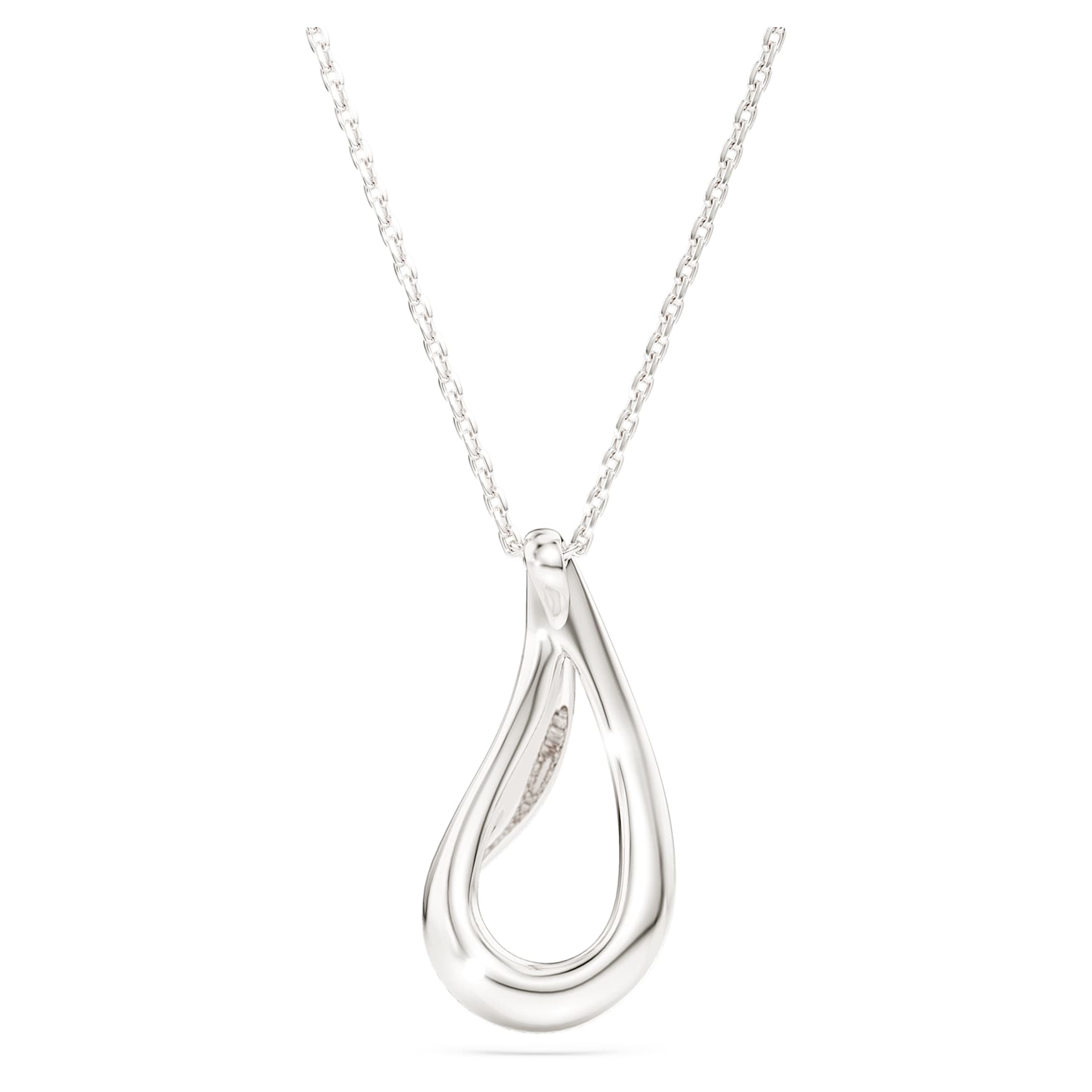 Classica pendant, Round cut, Long, White, Sterling silver