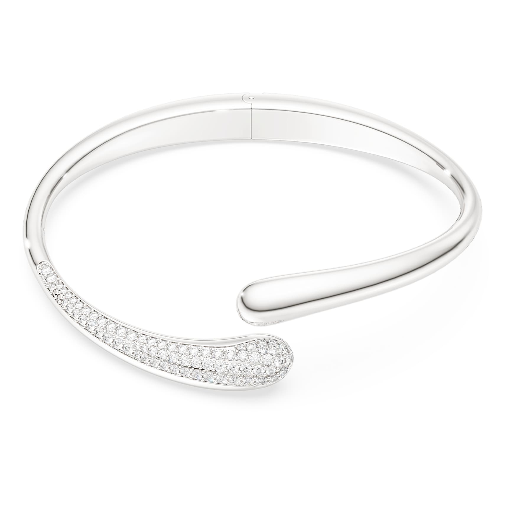Classica bangle, Intertwining, Round cut, White, Sterling silver