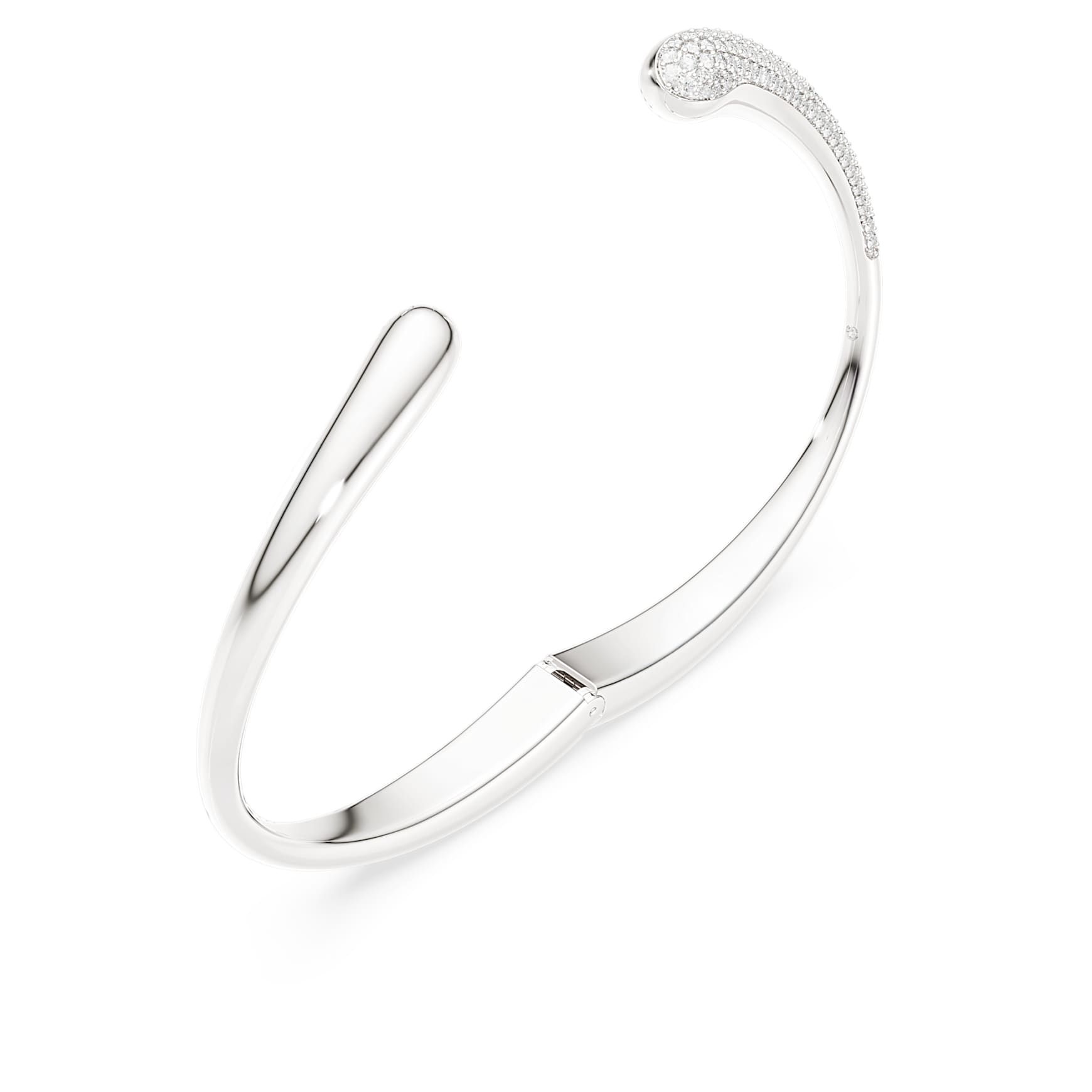 Classica bangle, Intertwining, Round cut, White, Sterling silver