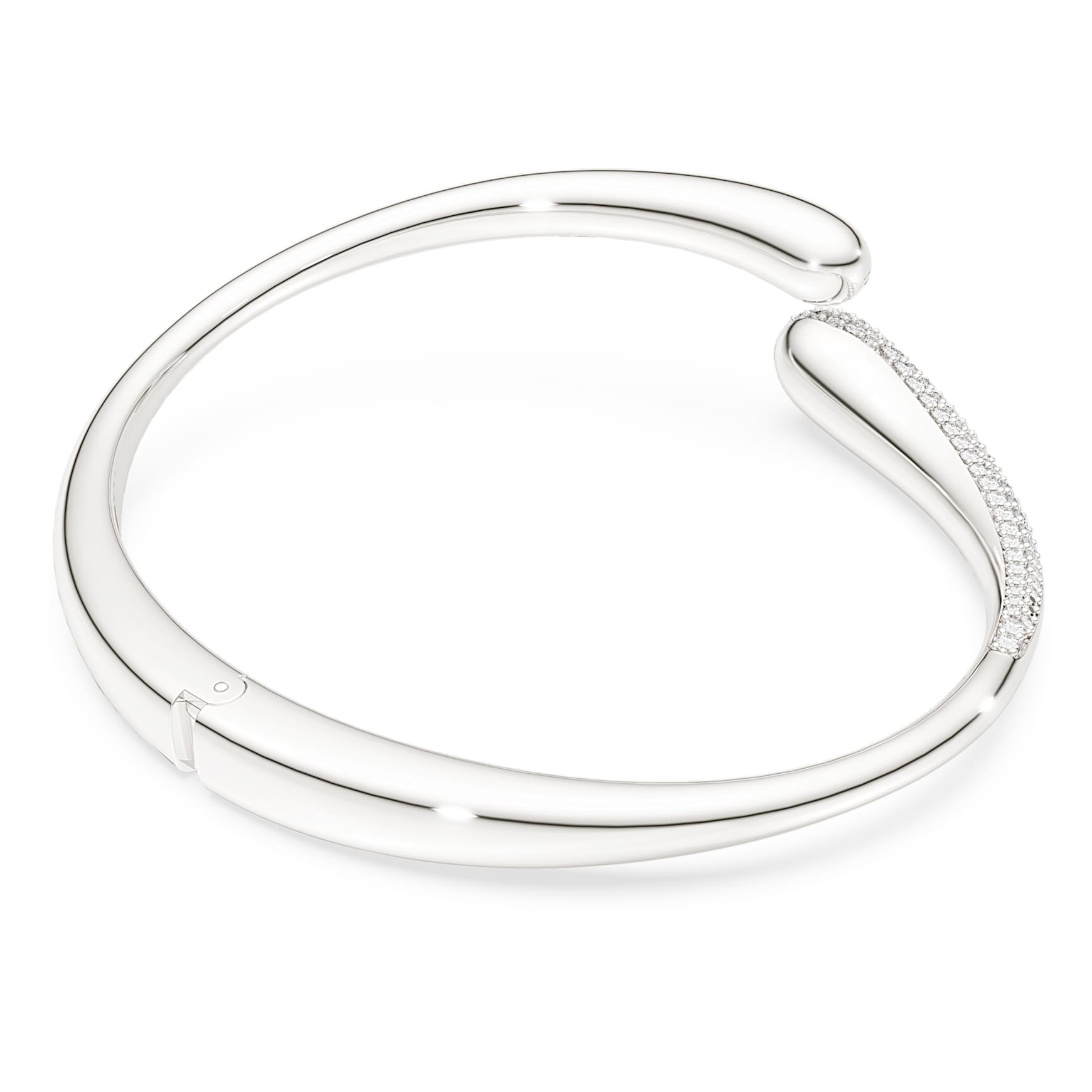 Classica bangle, Intertwining, Round cut, White, Sterling silver