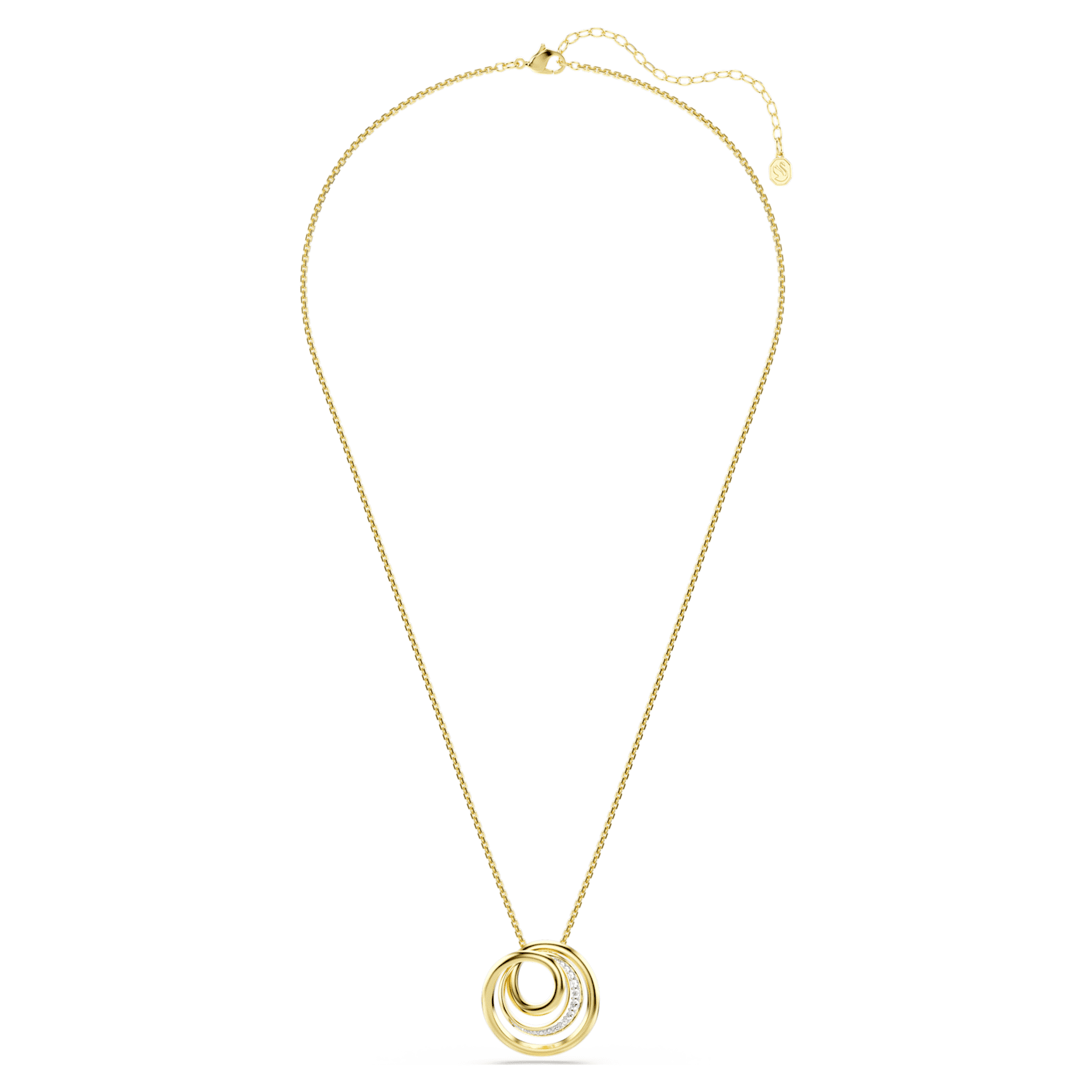 Hyperbola necklace, Round cut, White, Gold-tone plated by SWAROVSKI