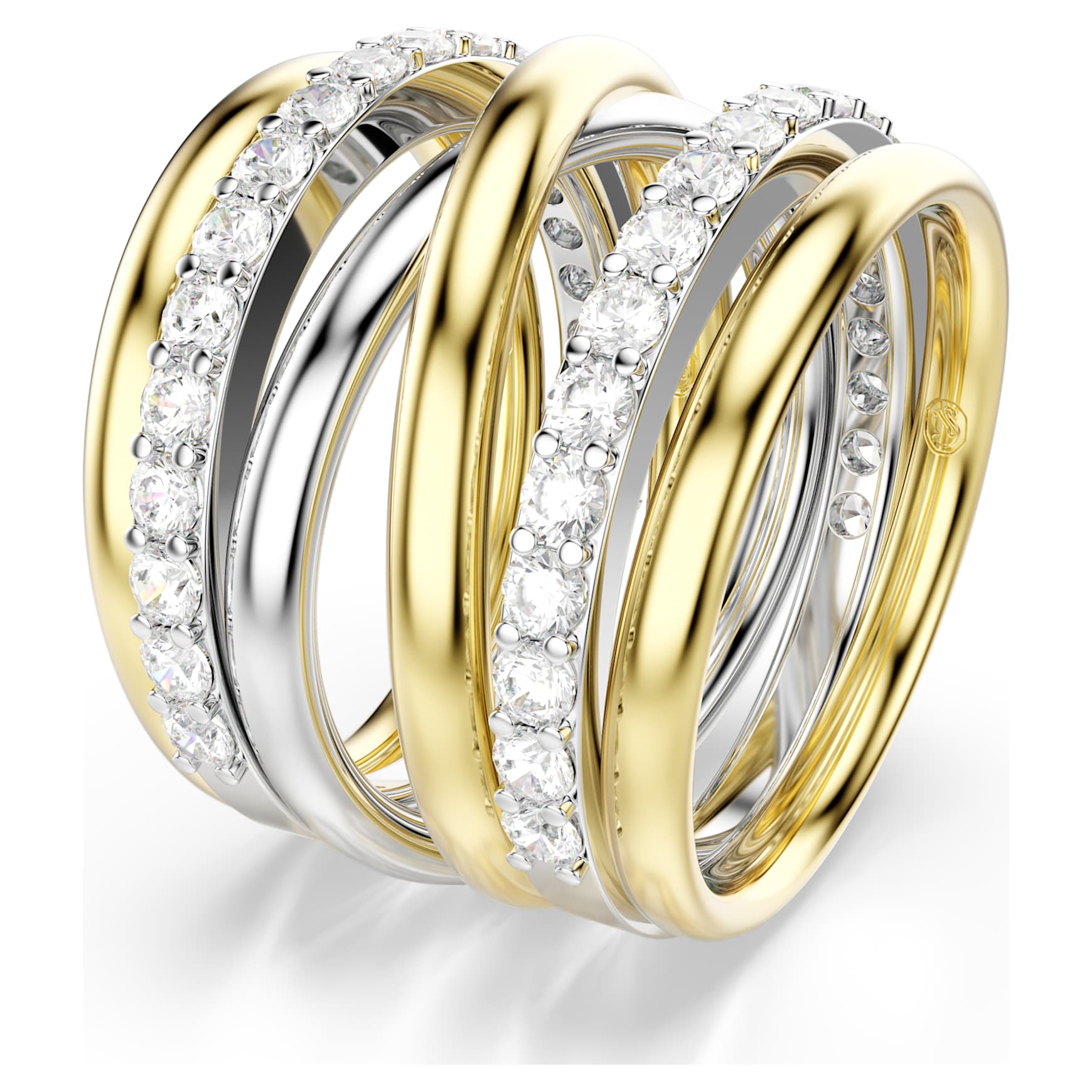 Hyperbola cocktail ring, Round cut, White, Mixed metal finish by SWAROVSKI