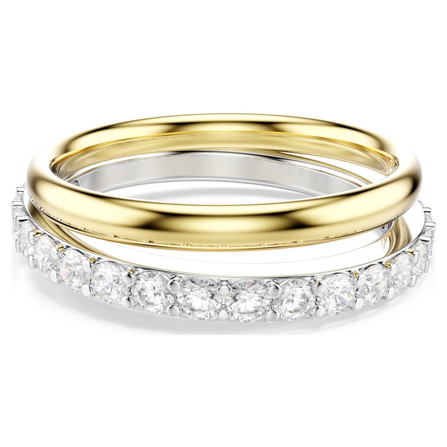 Hyperbola cocktail ring, Round cut, White, Mixed metal finish
