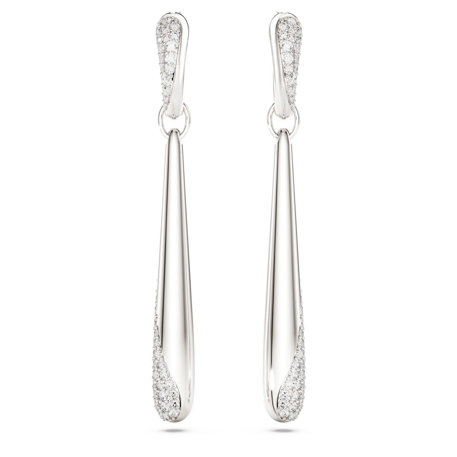 Swarovski Classica drop and hoop earrings, Round cut, White, Sterling silver