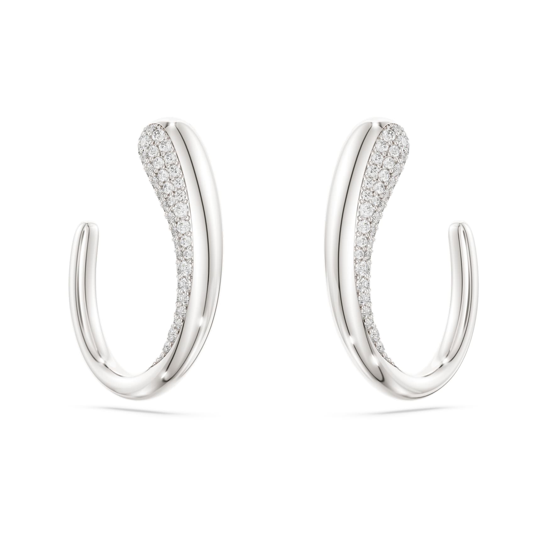 Classica hoop earrings, Round cut, White, Sterling silver