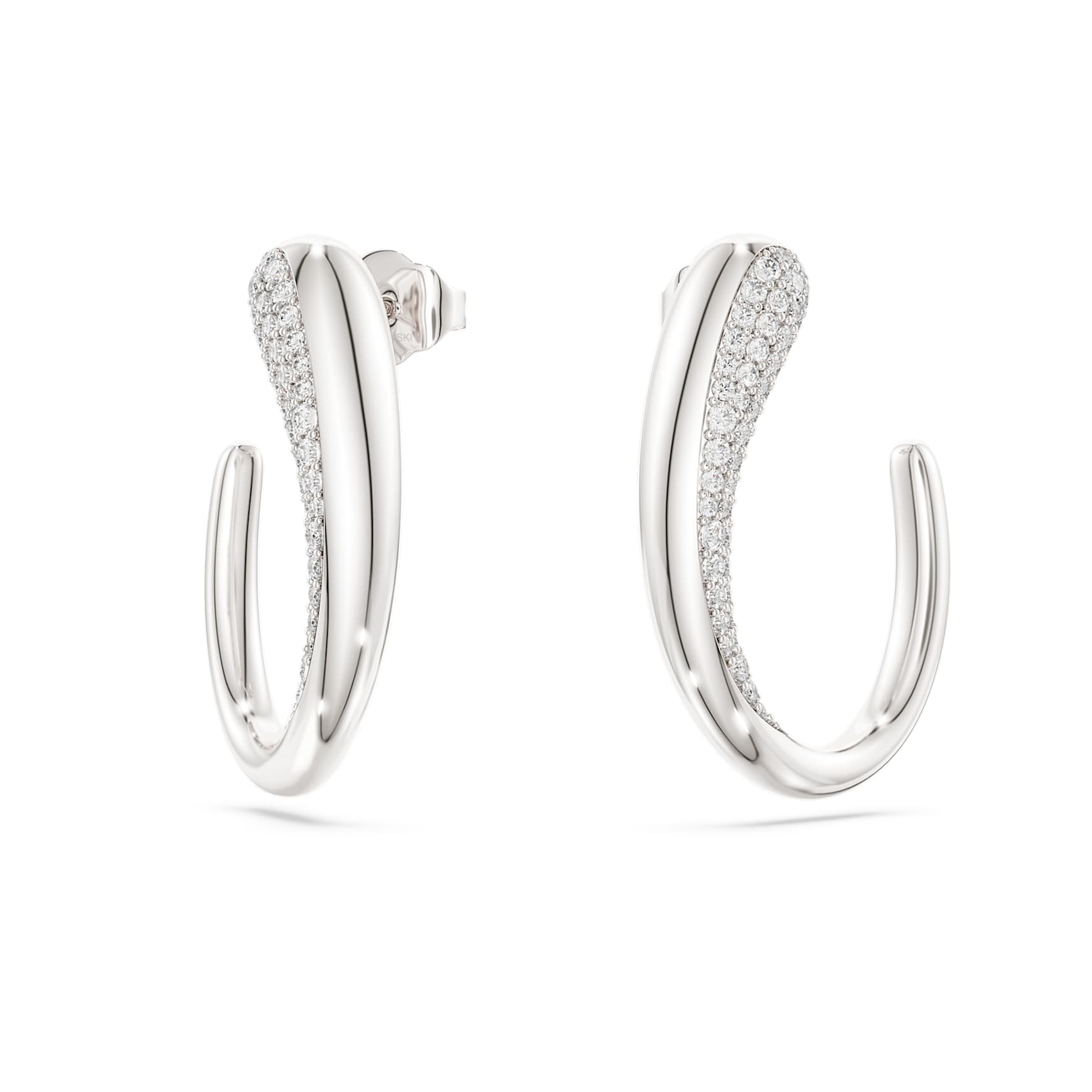 Classica hoop earrings, Round cut, White, Sterling silver