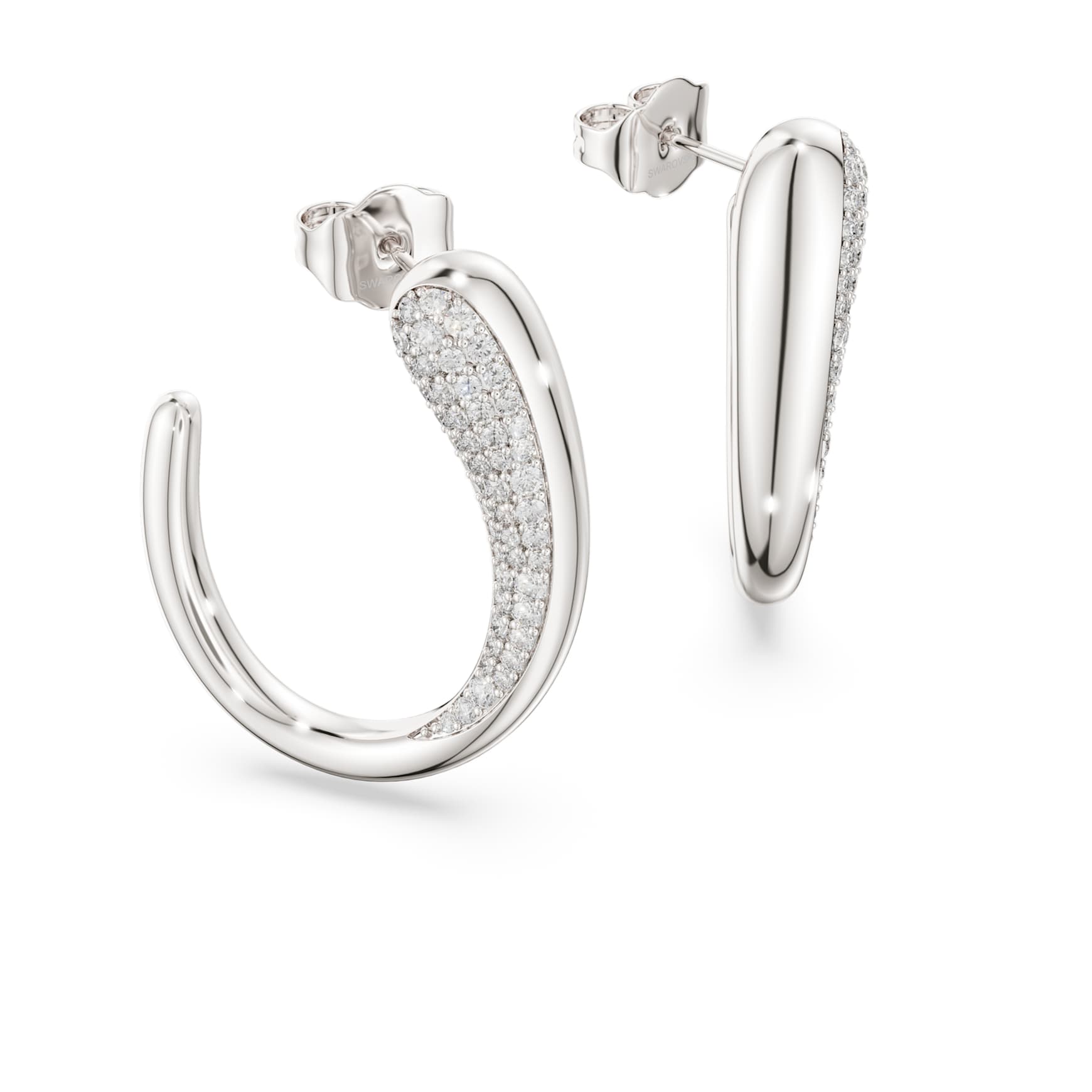 Classica hoop earrings, Round cut, White, Sterling silver