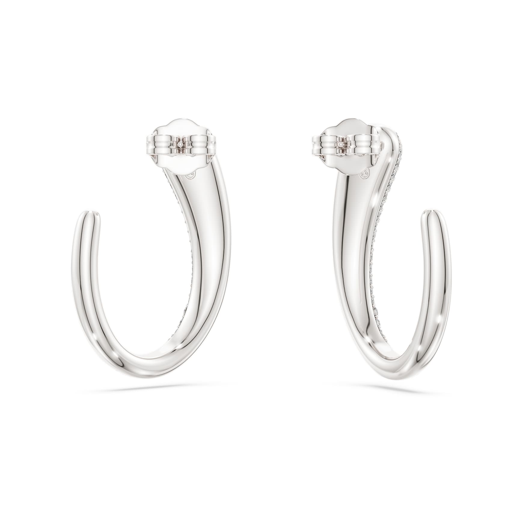 Classica hoop earrings, Round cut, White, Sterling silver