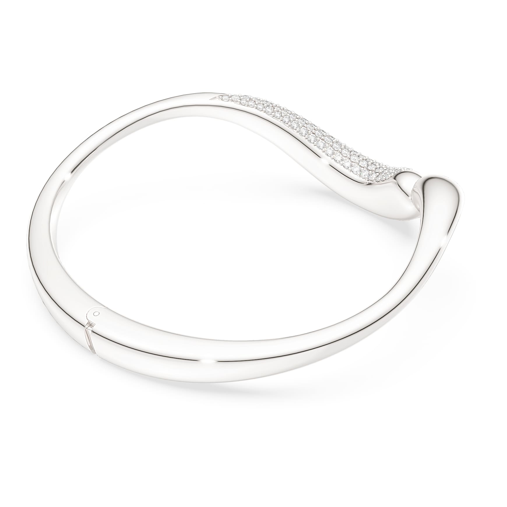 Swarovski Classica bangle, Open, Round cut, White, Sterling silver