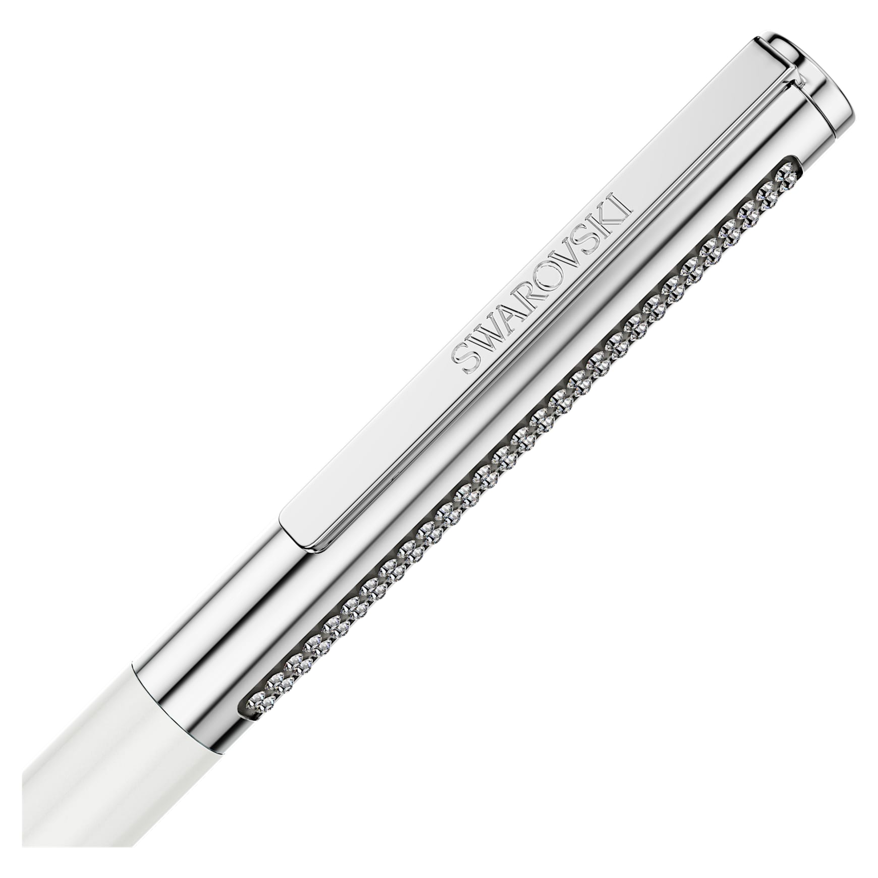 Matrix Tennis ballpoint pen, White, Chrome plated by SWAROVSKI