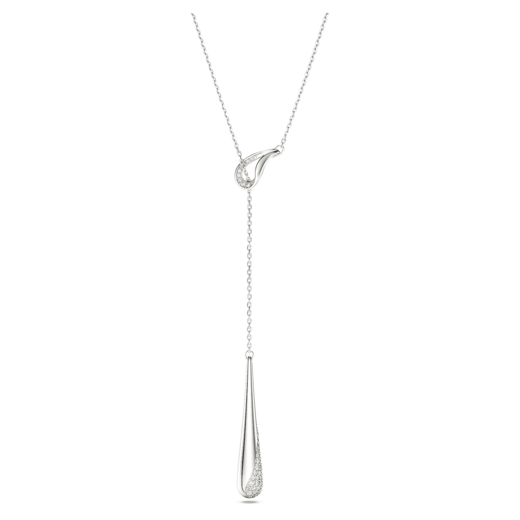 Swarovski Classica Y pendant, Round cut, White, Sterling silver