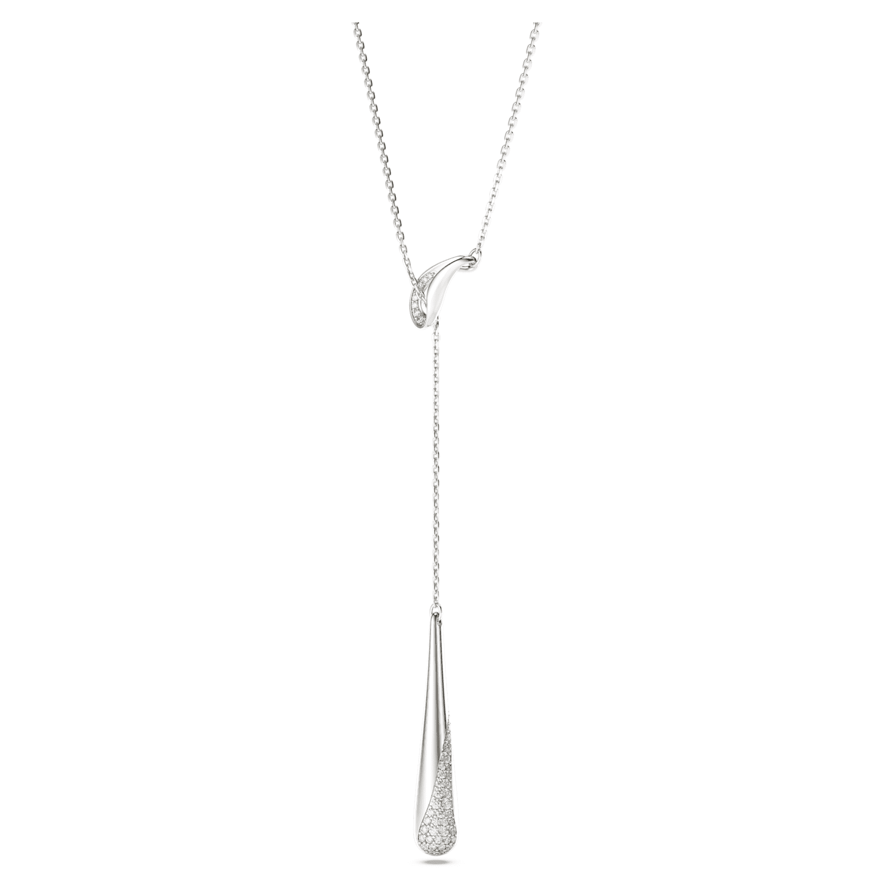 Classica Y pendant, Round cut, White, Sterling silver