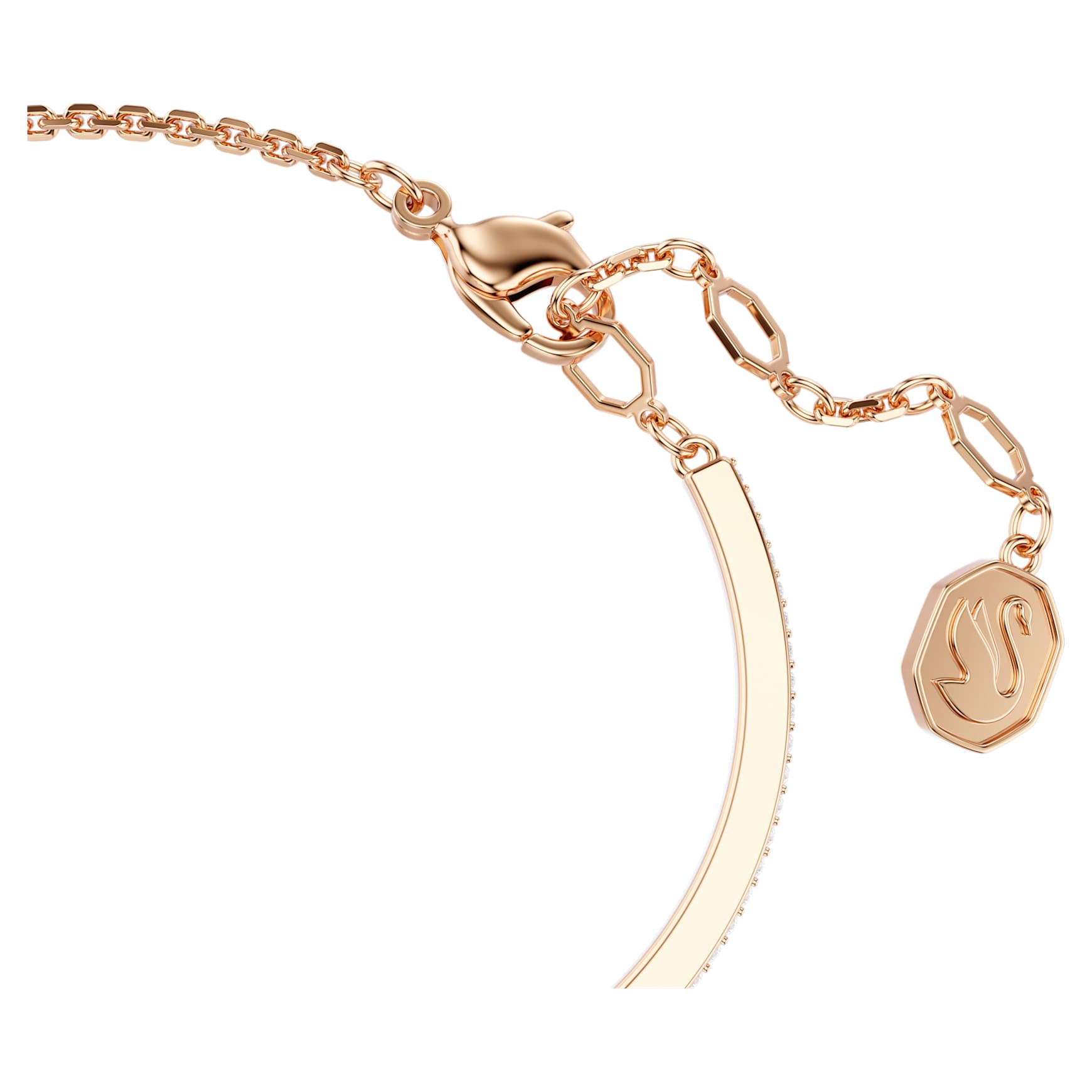 Symbolica bangle, Pavé, Horse shoe, White, Rose gold-tone plated by SWAROVSKI